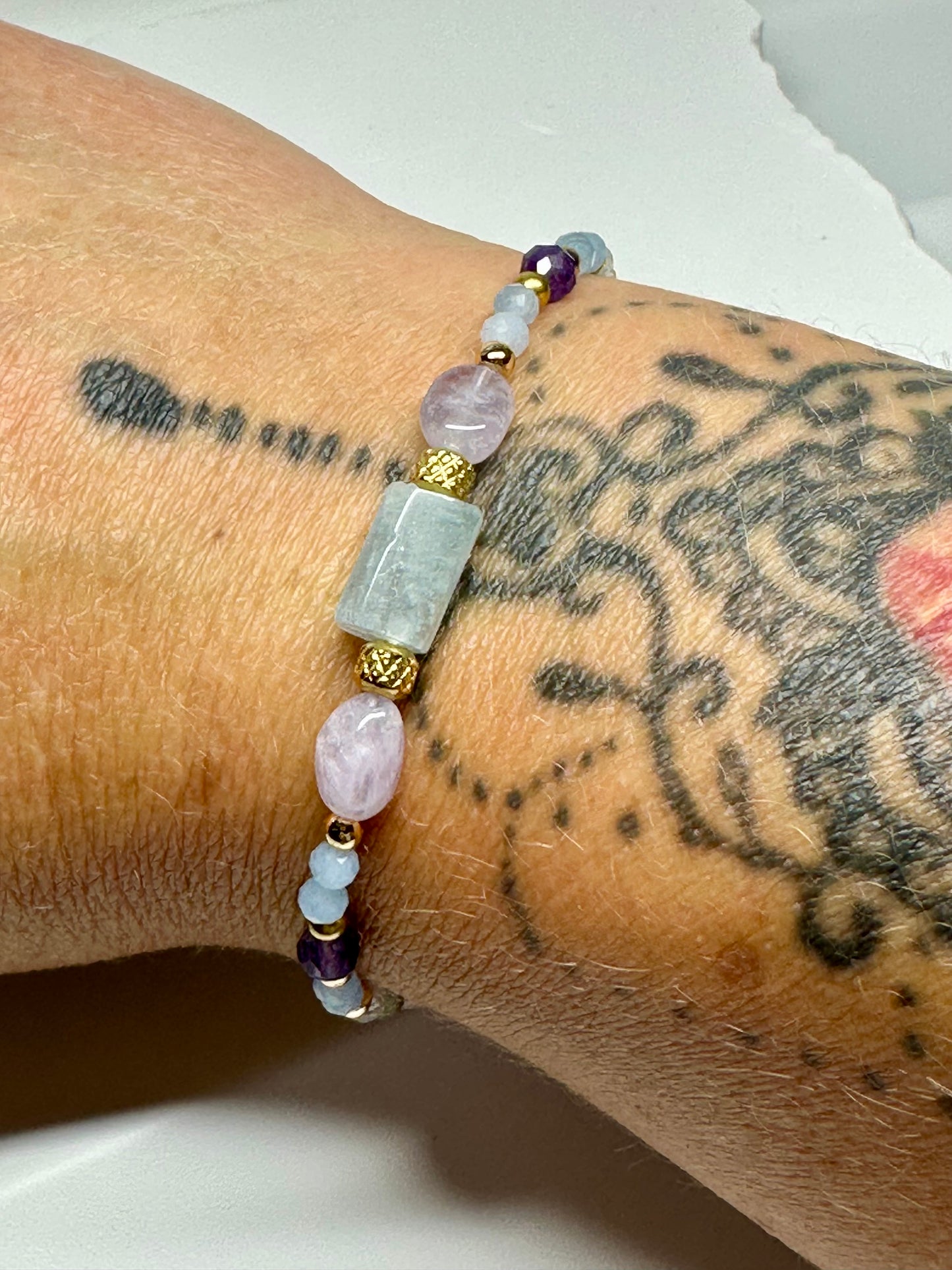 Pisces Zodiac Bracelet – Aquamarine, Amethyst & Fluorite