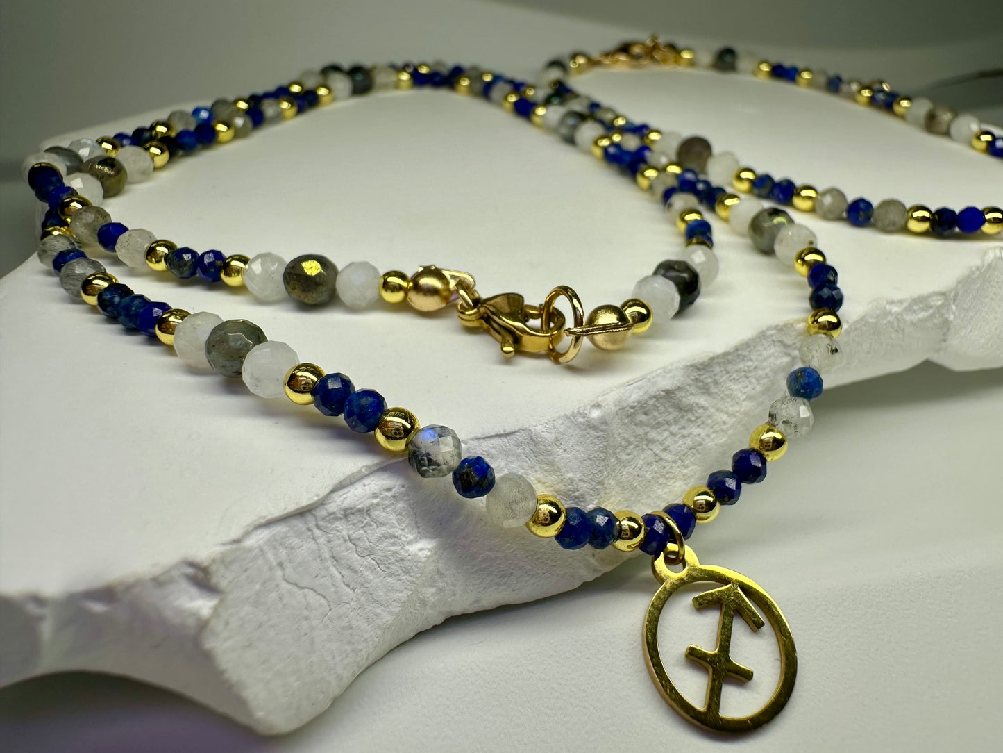 Sagittarius Zodiac Crystal Set Lapis Lazuli ,Labradorite,Moonstone Necklace & Bracelet | Handmade Astrology Gift, Intuition and Expansion