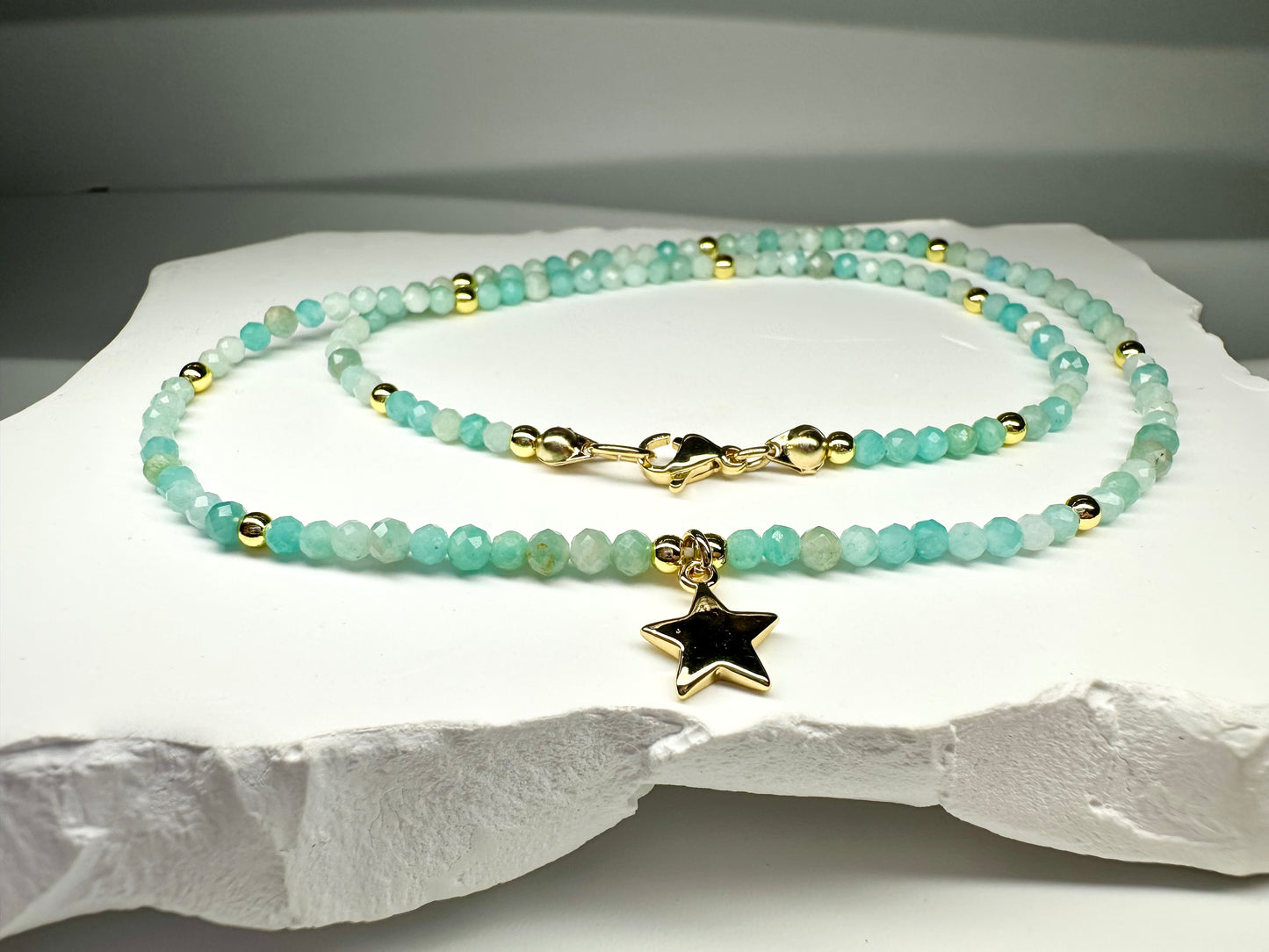Amazonite Beaded Necklace | Handmade Crystal Choker for Confidence & Calm | Dainty Gemstone Jewelry Gift for Her
