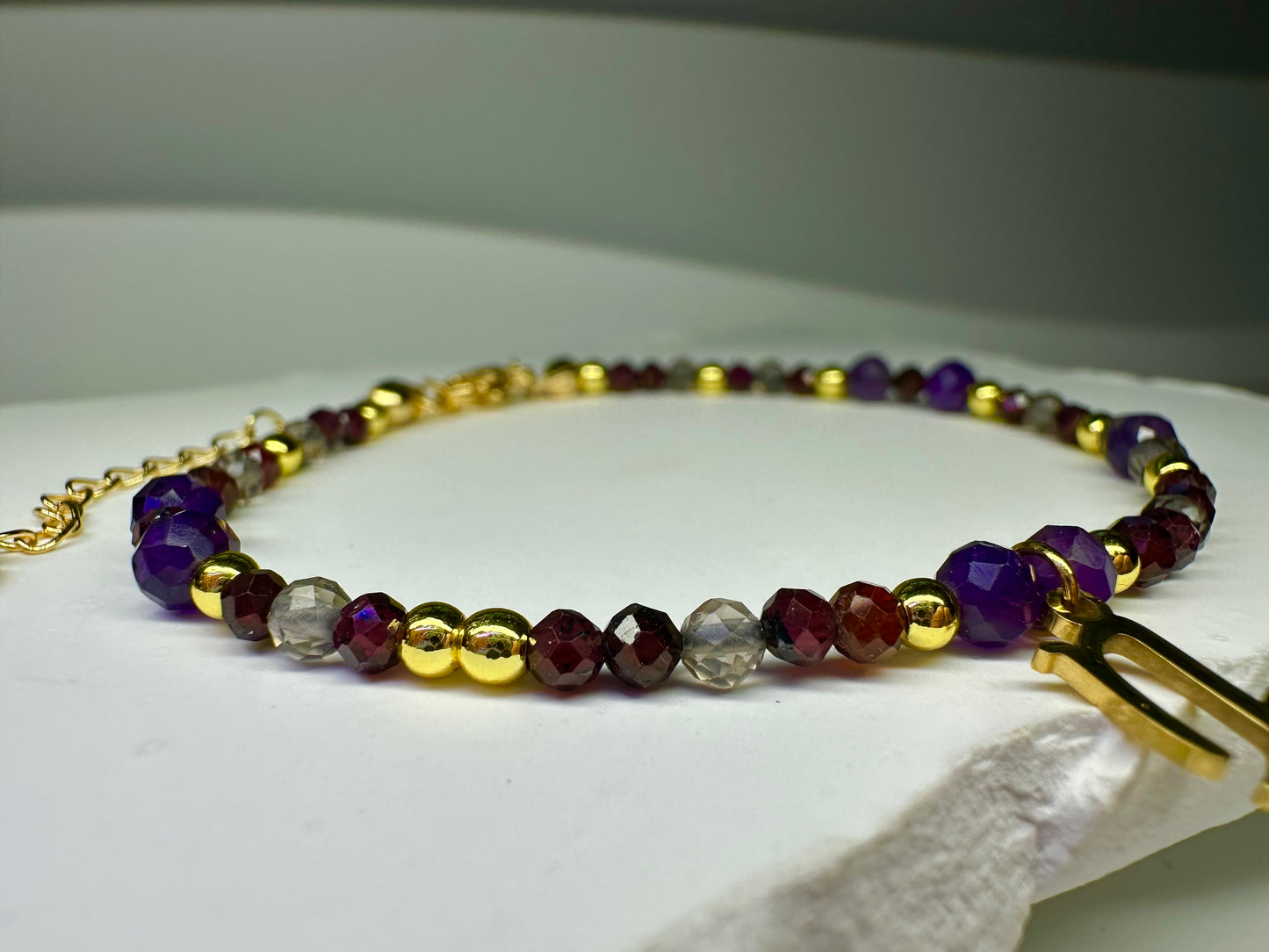 Capricorn Zodiac Bracelet – Smoky Quartz, Garnet & Amethyst | Handmade Crystal Jewellery for Strength & Grounding