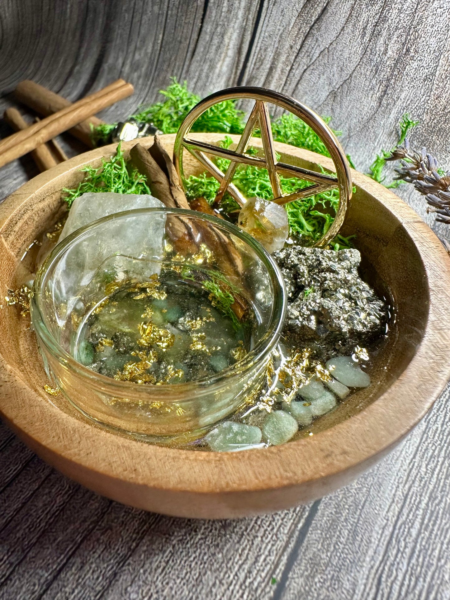 Mini Money Bowl – Citrine, Pyrite & Green Aventurine | Handmade Crystal Ritual for Abundance, Luck & Prosperity