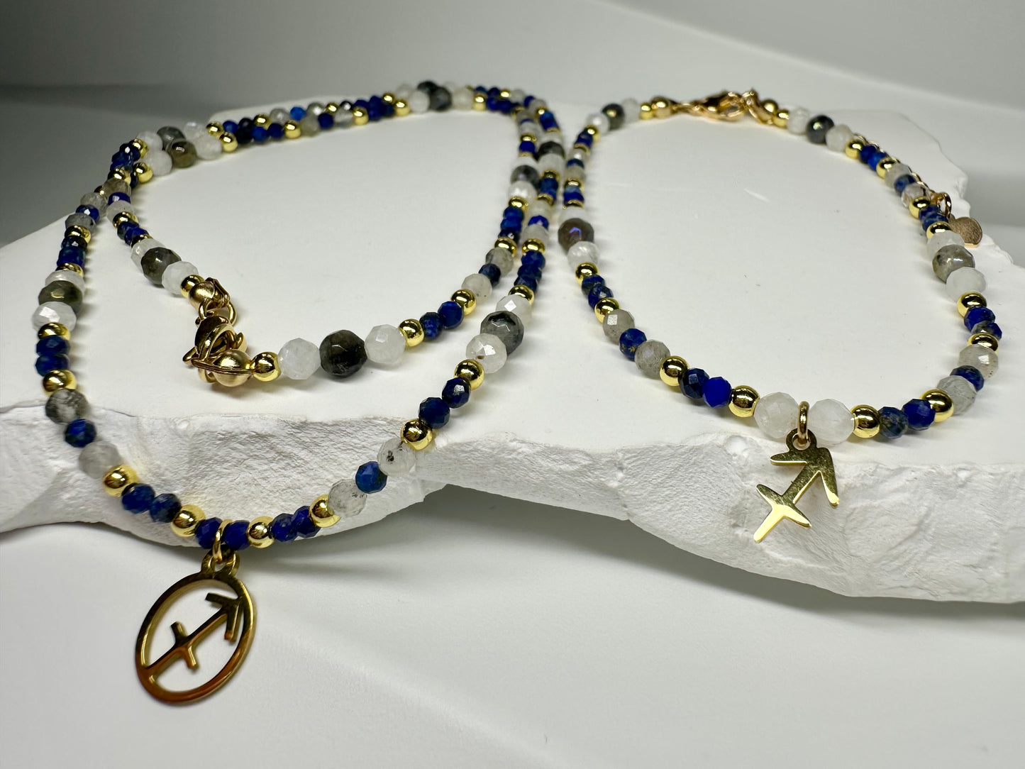 Sagittarius Zodiac Crystal Set Lapis Lazuli ,Labradorite,Moonstone Necklace & Bracelet | Handmade Astrology Gift, Intuition and Expansion