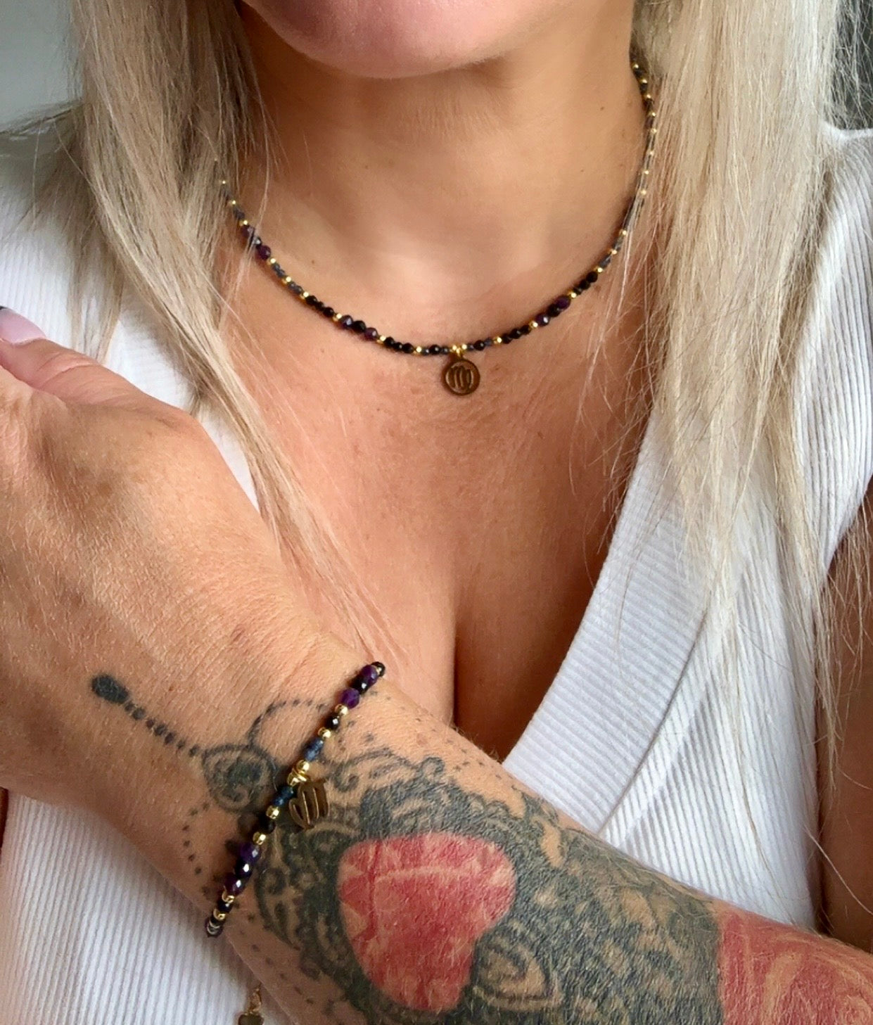 Virgo Zodiac Jewelry Set – Black Tourmaline, Sapphire & Amethyst | Moonstone Exeter
