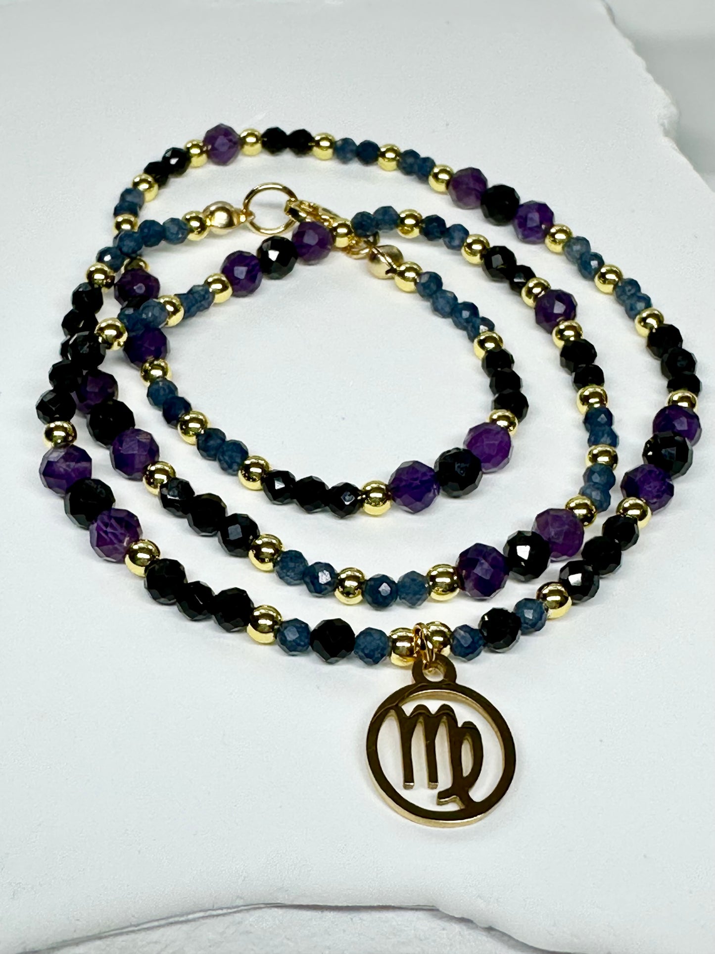 Virgo Zodiac Jewelry Set – Black Tourmaline, Sapphire & Amethyst | Moonstone Exeter