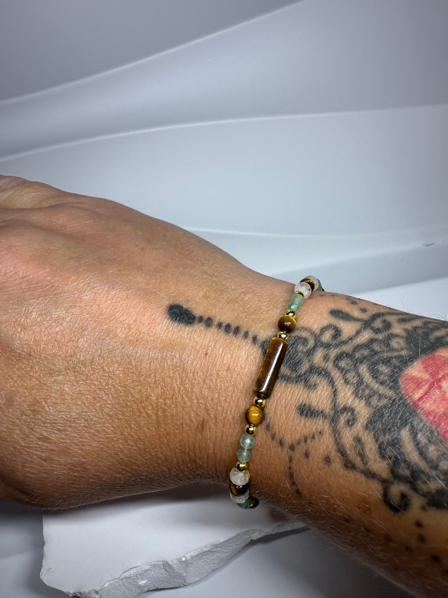 Good Luck Gemstone Bracelet – Citrine, Tiger Eye & Green Aventurine for Abundance, Courage & Prosperity
