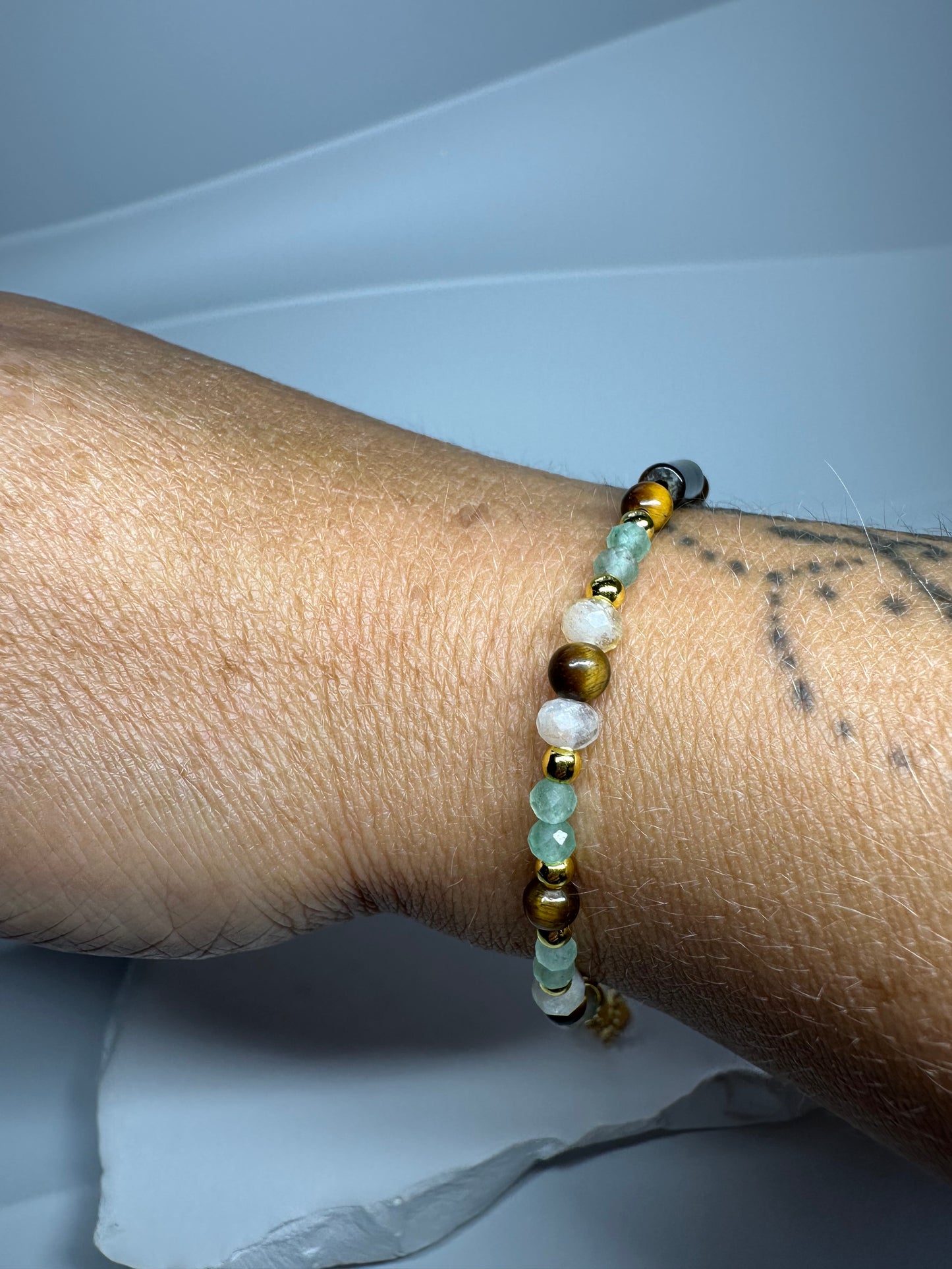 Good Luck Gemstone Bracelet – Citrine, Tiger Eye & Green Aventurine for Abundance, Courage & Prosperity