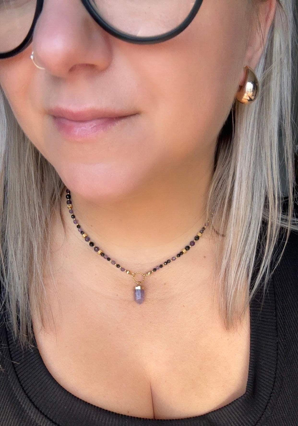 Amethyst & Black Tourmaline Protection Necklace