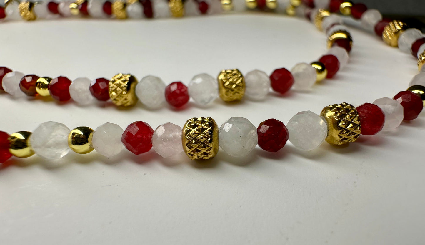 Love Necklace — Ruby, Rose Quartz & Moonstone for Romance, Attraction & Heart Healing