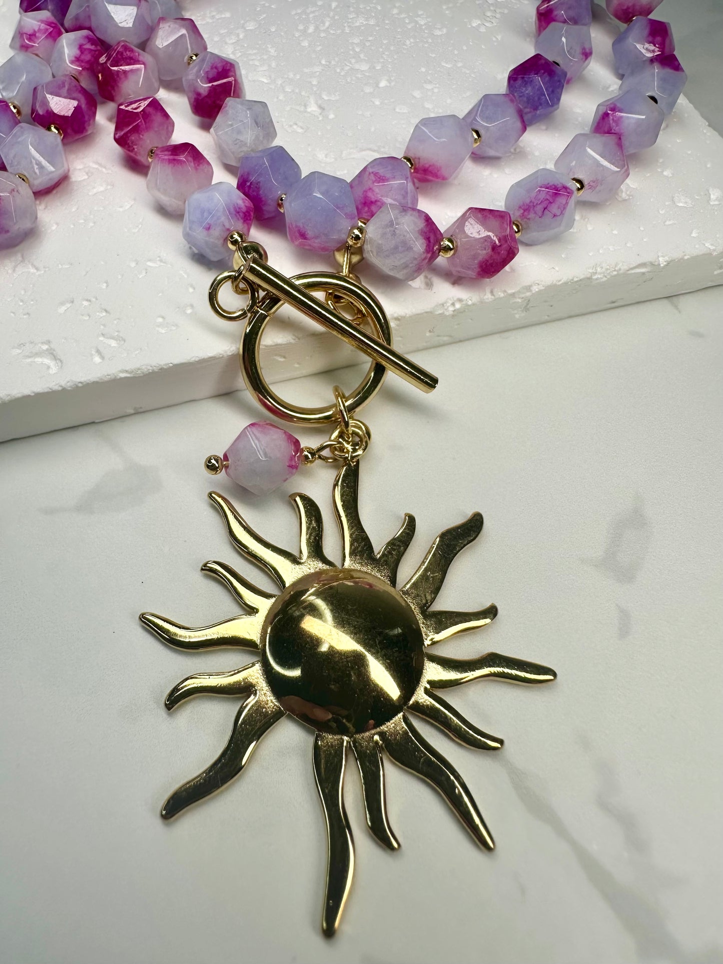 Two Tone Purple Pink Jade Necklace •Jewelry for Love, Joy & Emotional Healing