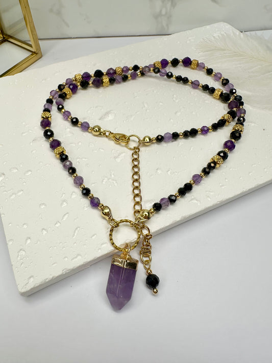 Amethyst & Black Tourmaline Protection Necklace