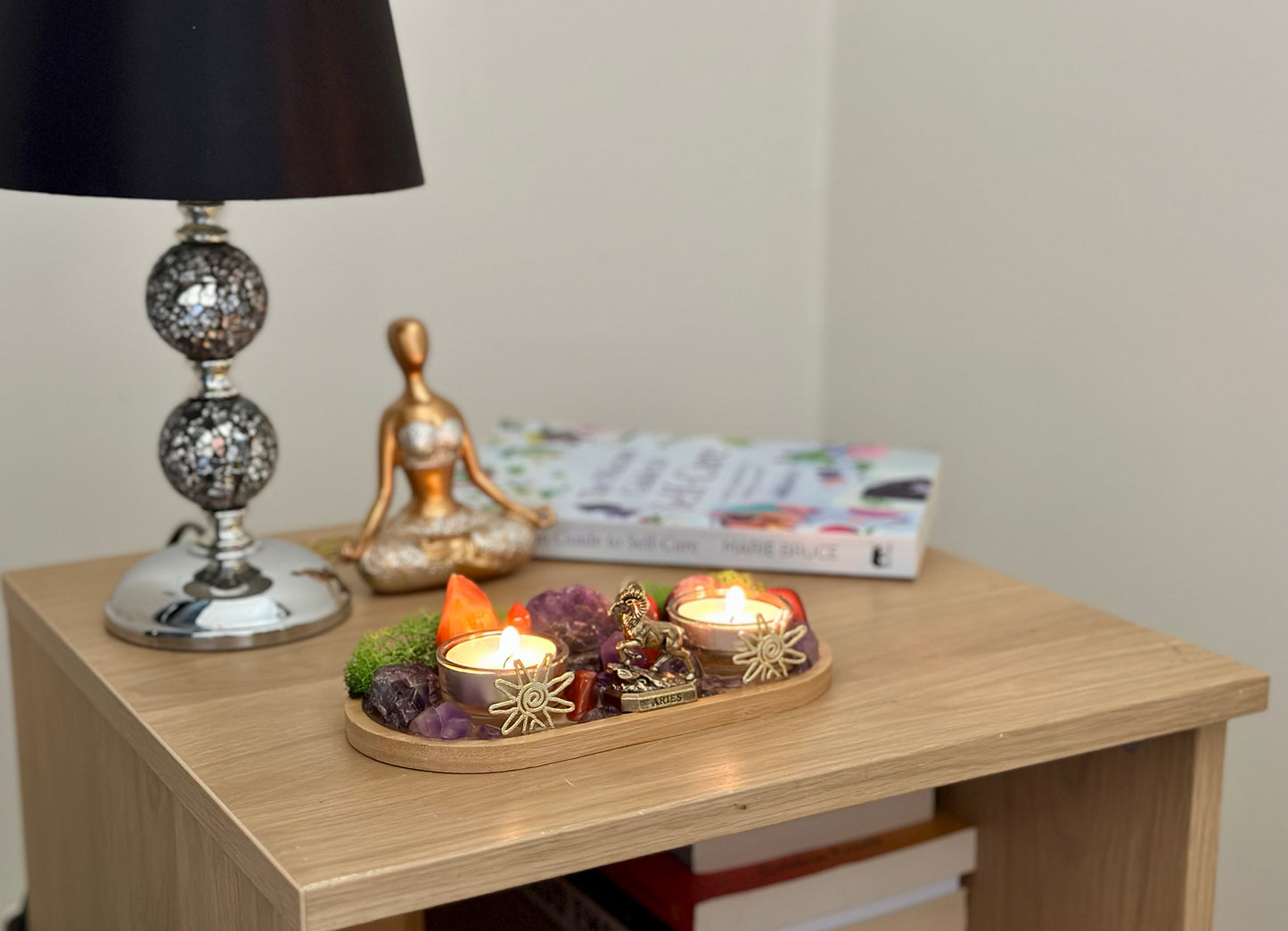 Aries zodiac altar tray Birthstone Carnelian, Red Jasper and Amethyst