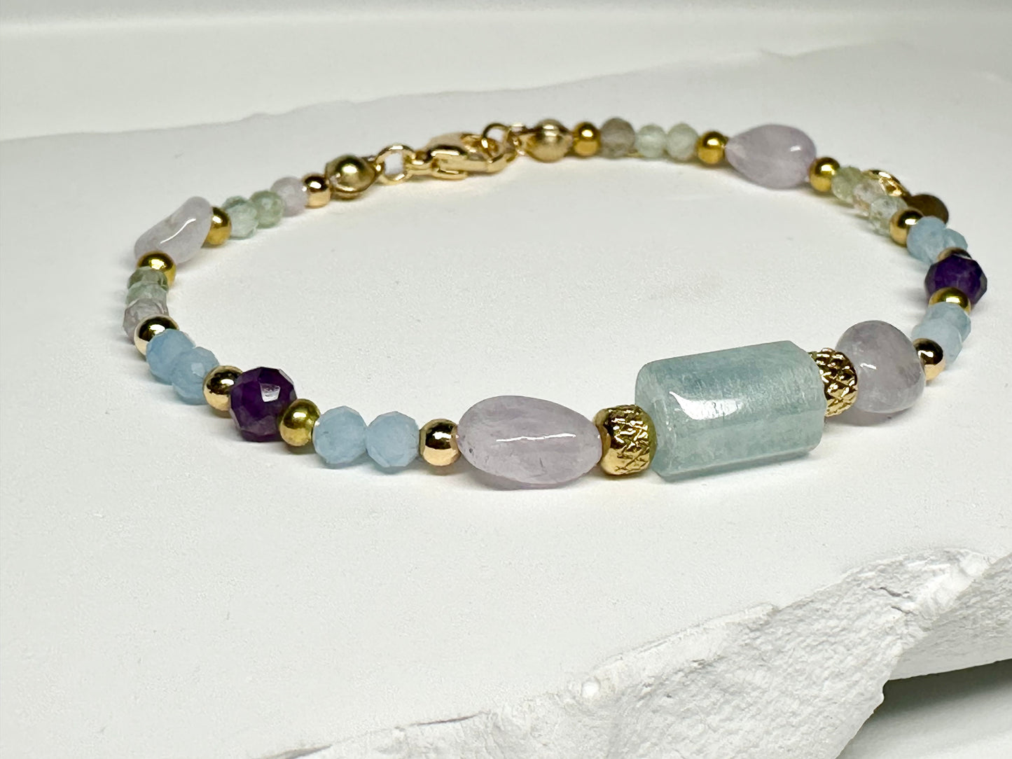 Pisces Zodiac Bracelet – Aquamarine, Amethyst & Fluorite