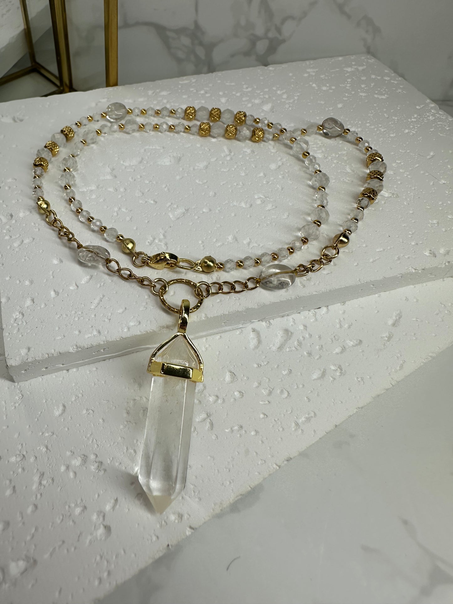 Clear Quartz Necklace with Point Pendant • Healing Crystal Jewellery