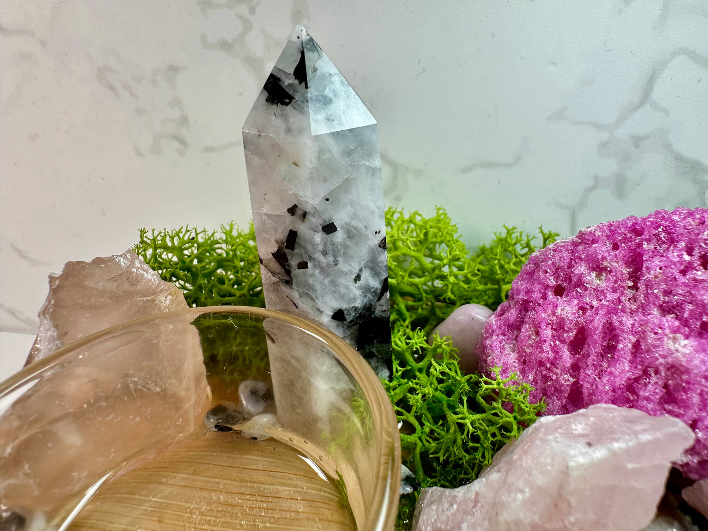 Cancer Zodiac Crystal Altar • Ruby, Rainbow Moonstone & Rose Quartz