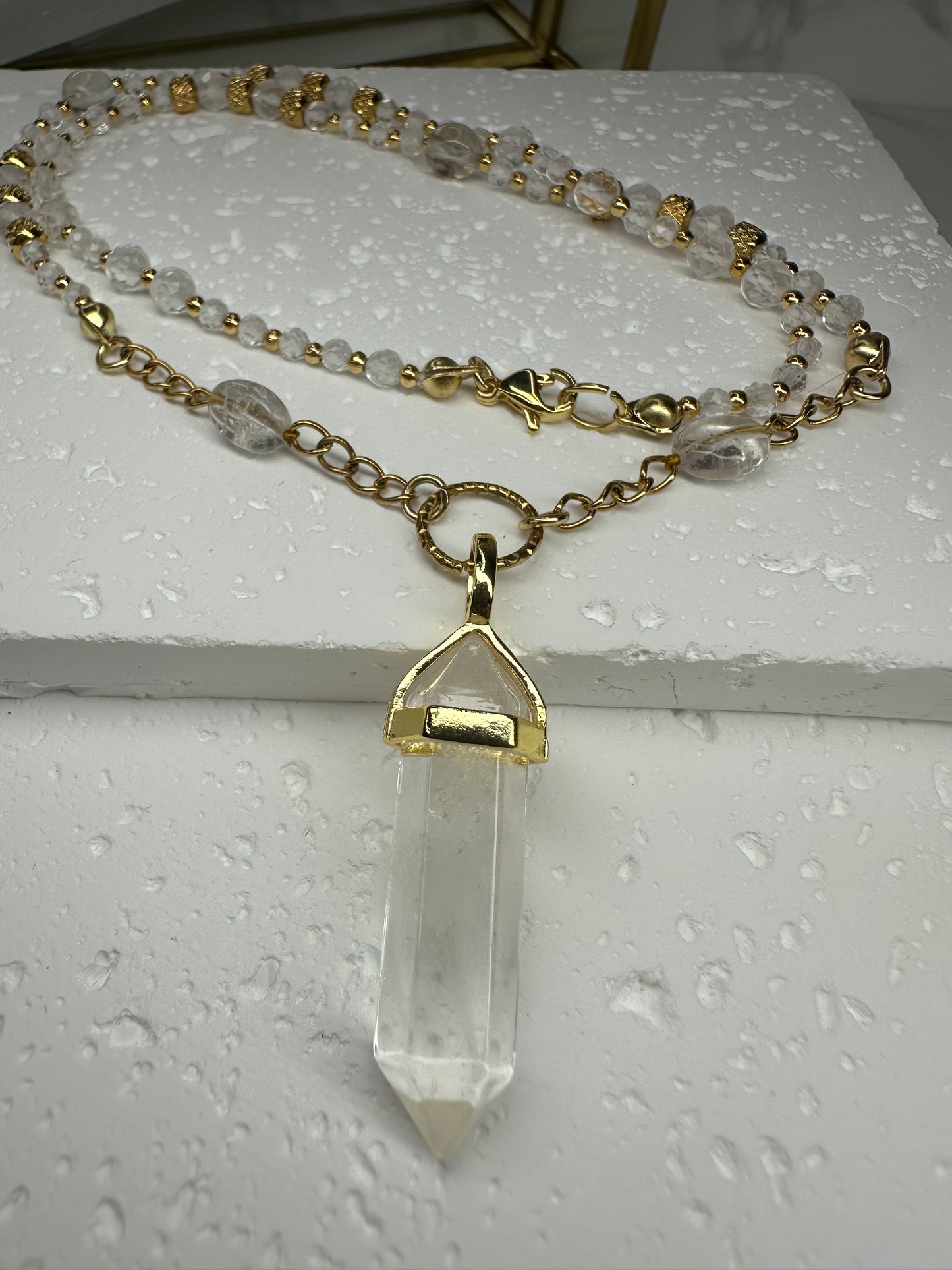 Clear Quartz Necklace with Point Pendant • Healing Crystal Jewellery