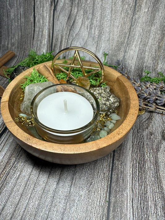 Mini Money Bowl – Citrine, Pyrite & Green Aventurine | Handmade Crystal Ritual for Abundance, Luck & Prosperity
