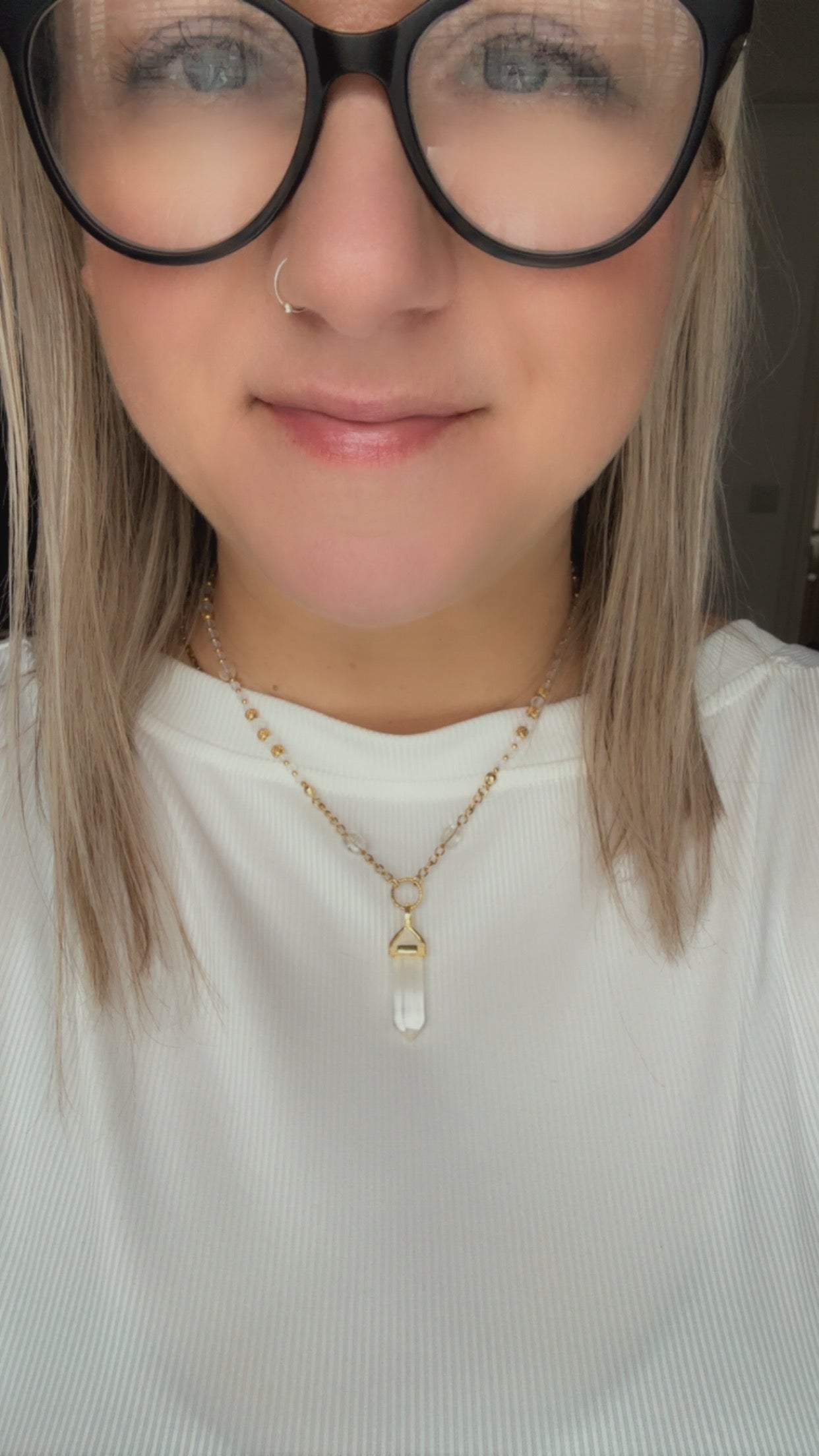 Clear Quartz Necklace with Point Pendant • Healing Crystal Jewellery