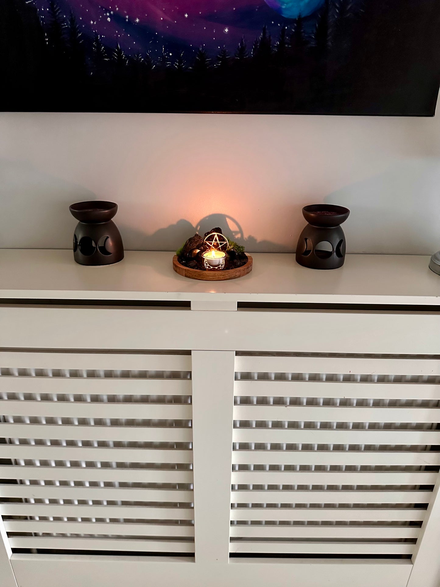 Protection Ritual Candle Holder – Black Tourmaline & Obsidian