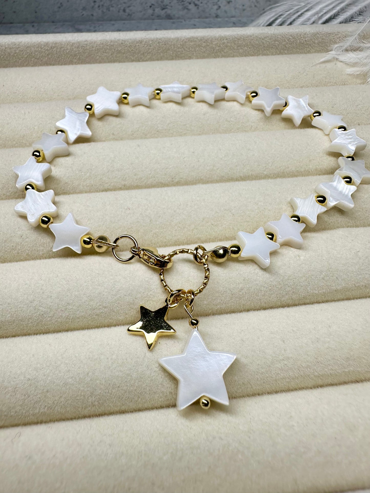 Freshwater Shell Star Bracelet, Boho Charm Jewellery