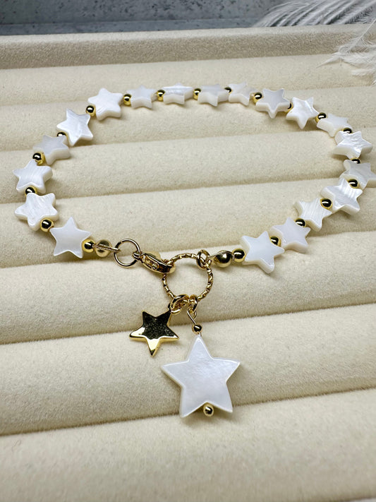 Freshwater Shell Star Bracelet, Boho Charm Jewellery