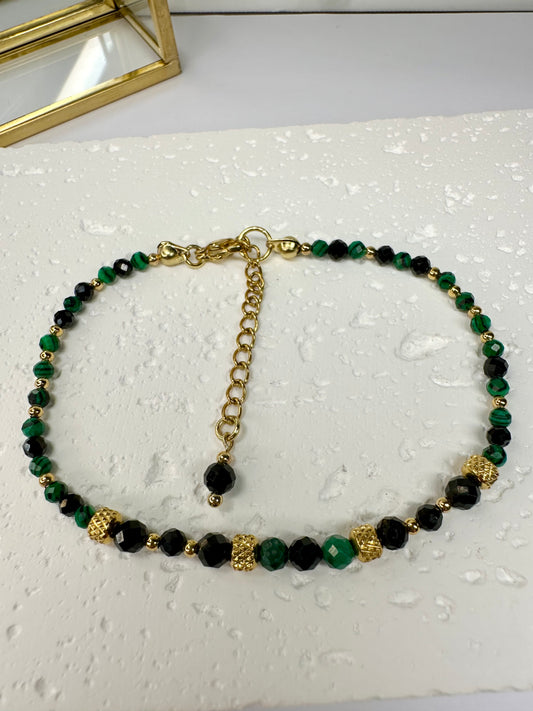 Black Tourmaline & Malachite Protection Bracelet