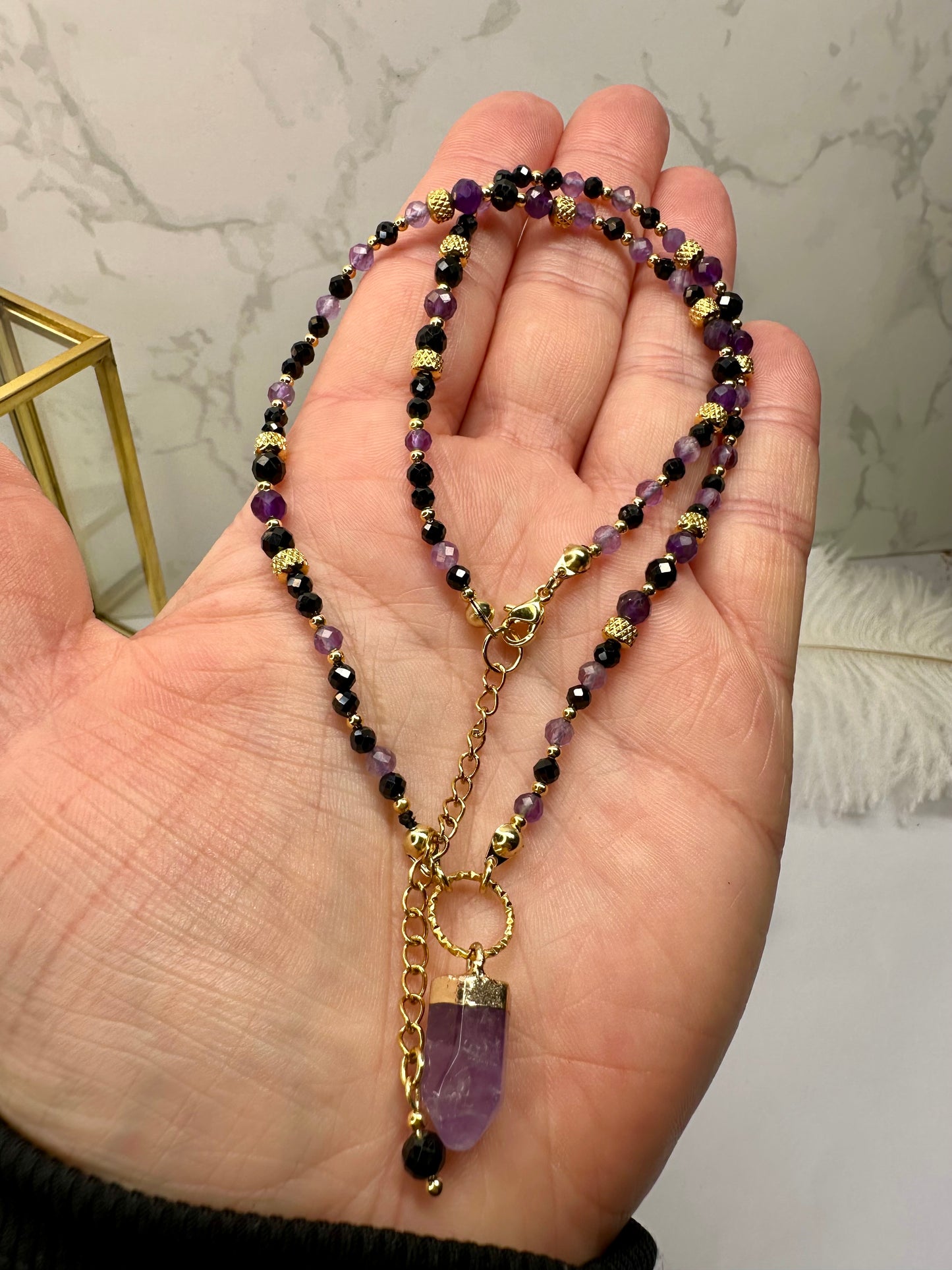 Amethyst & Black Tourmaline Protection Necklace