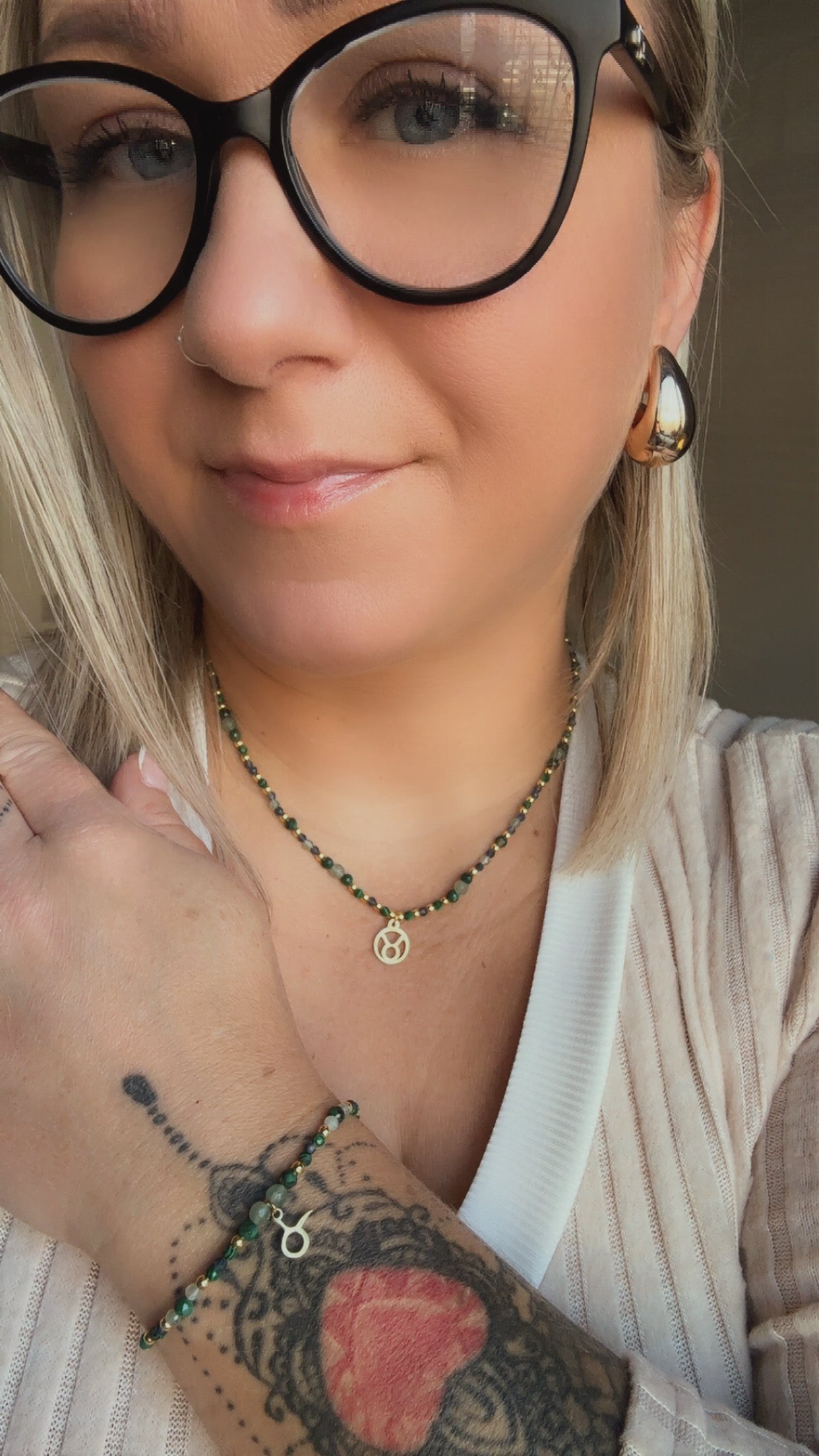 Taurus Zodiac Jewelry Set – Handmade Malachite, Green Aventurine & Sapphire Necklace & Bracelet