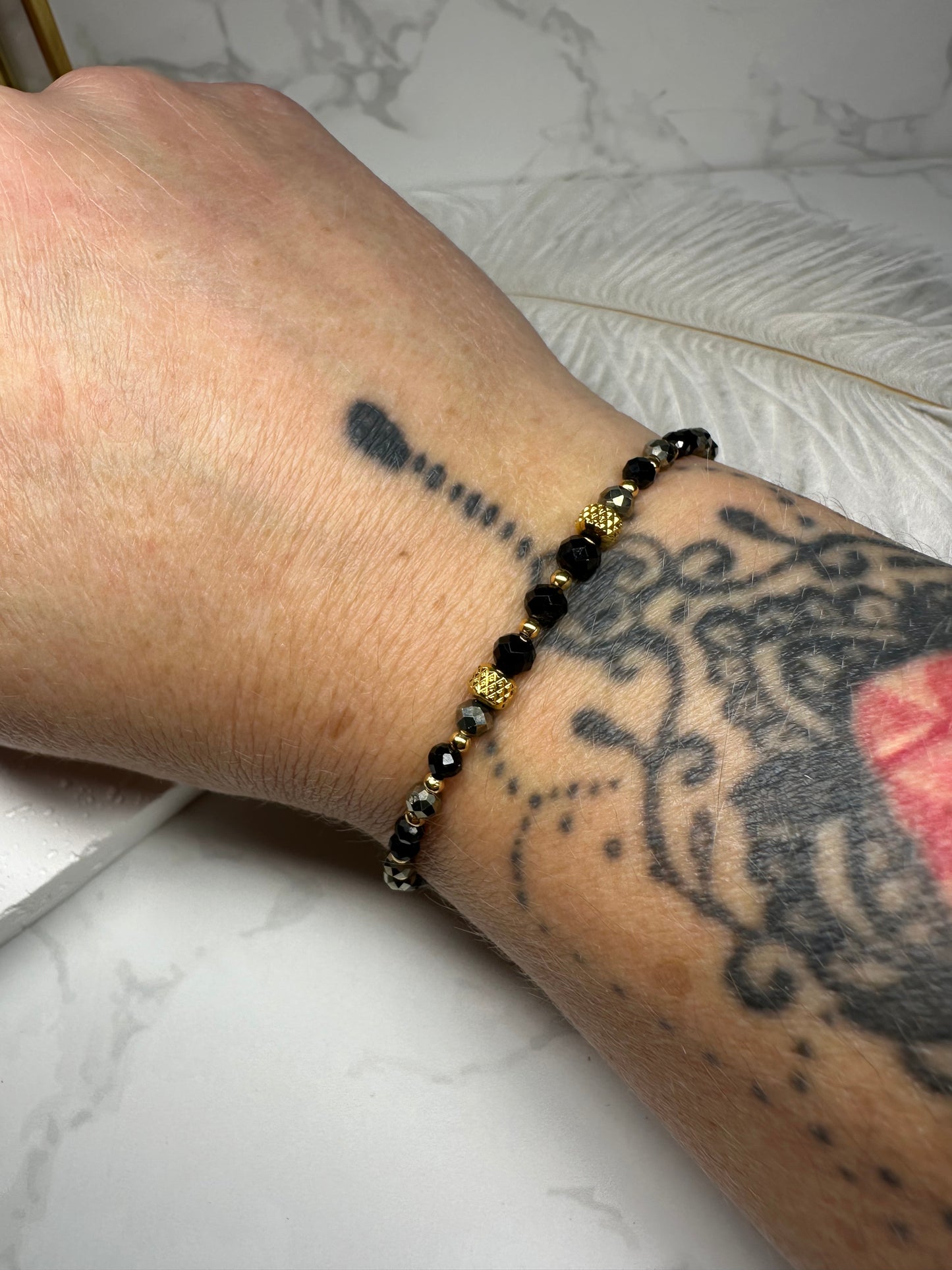Pyrite & Black Tourmaline Protection Bracelet