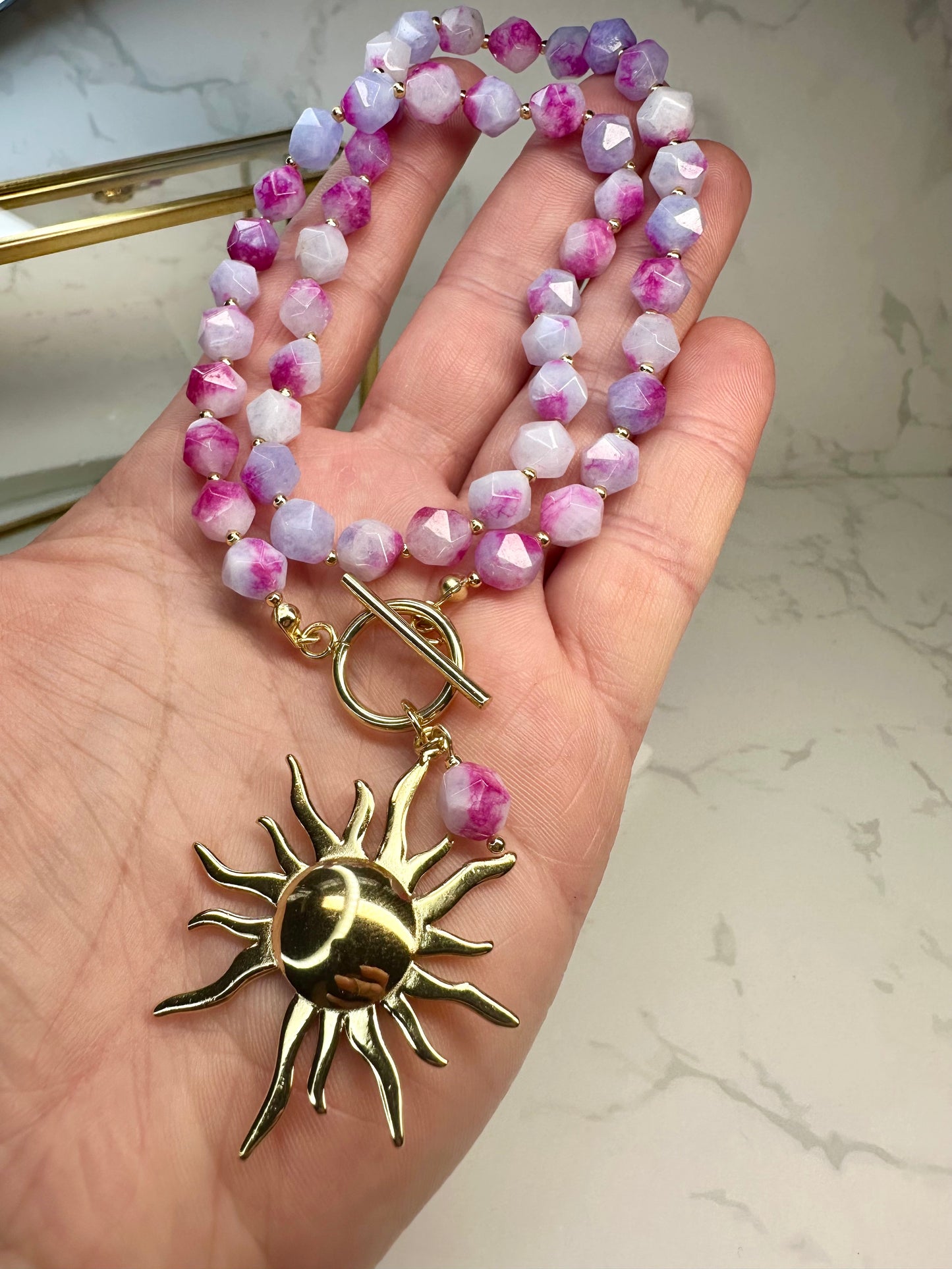 Two Tone Purple Pink Jade Necklace •Jewelry for Love, Joy & Emotional Healing