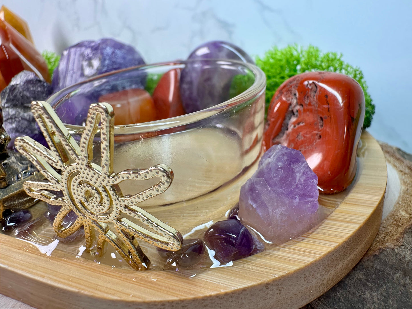 Aries zodiac altar tray Birthstone Carnelian, Red Jasper and Amethyst