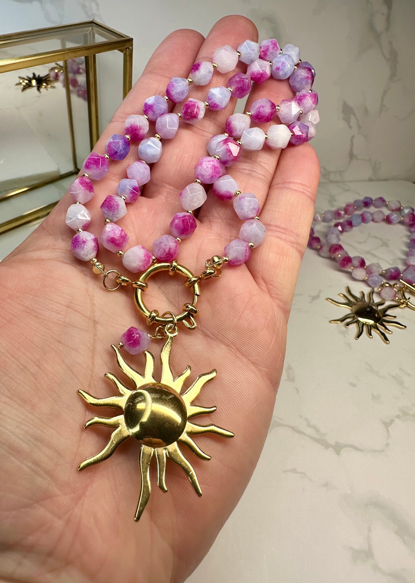 Two Tone Purple Pink Jade Necklace •Jewelry for Love, Joy & Emotional Healing
