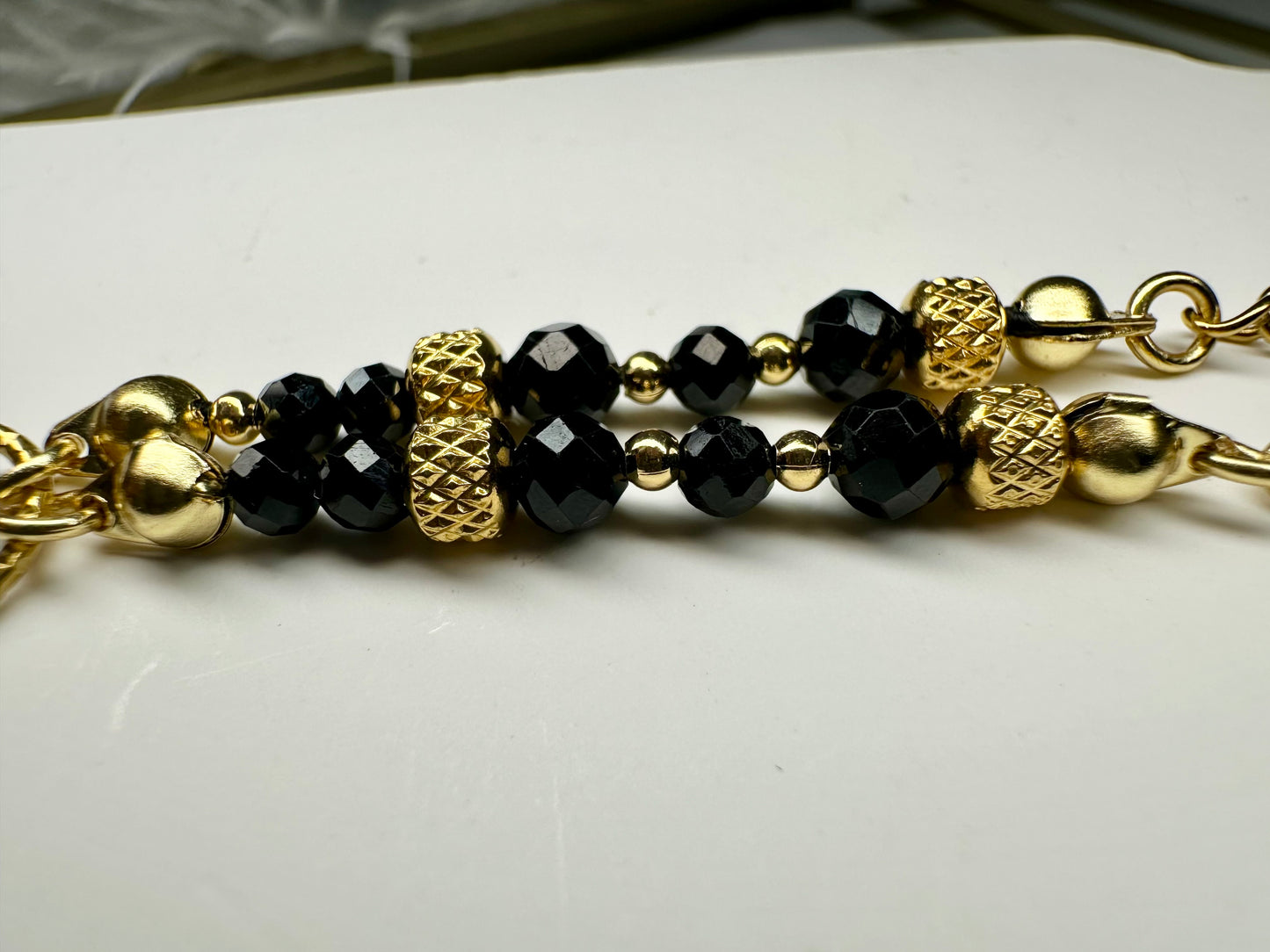 Handmade Black Tourmaline Beaded Necklace on 316L Stainless Steel Chain – Grounding & Protection