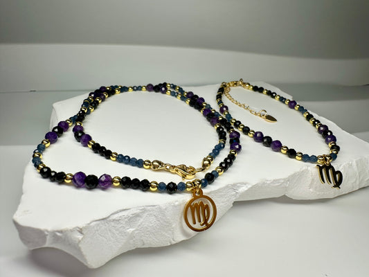 Virgo Zodiac Jewelry Set – Black Tourmaline, Sapphire & Amethyst | Moonstone Exeter