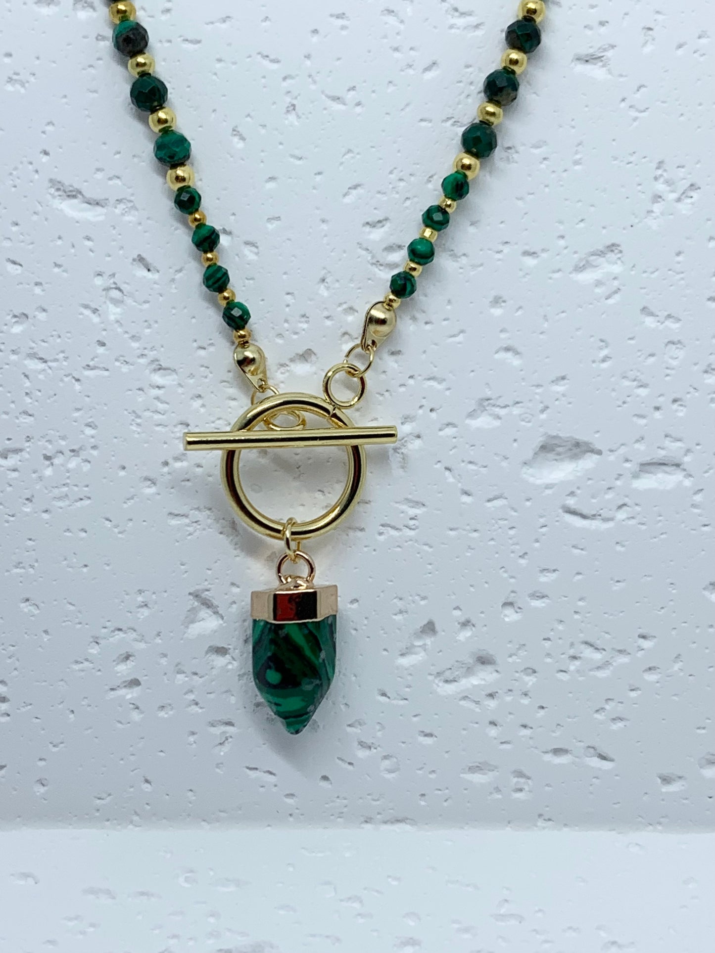 Malachite & Gold Toggle Necklace – Grounding Elegance with Protective Energy
