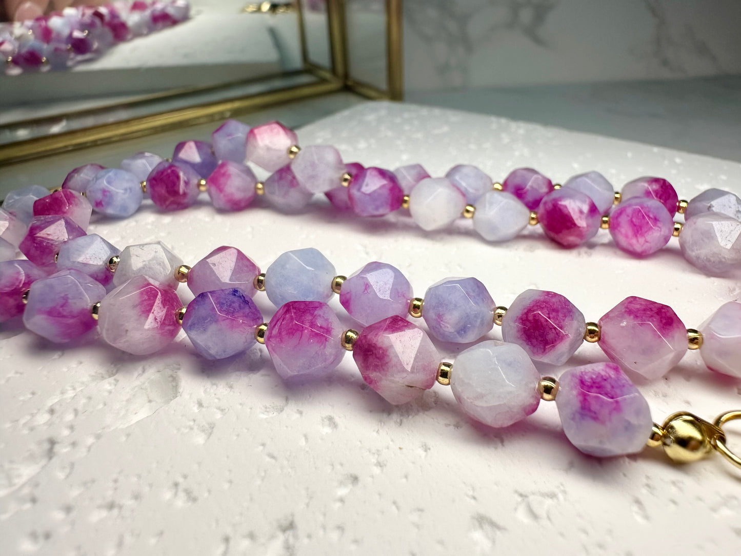 Two Tone Purple Pink Jade Necklace •Jewelry for Love, Joy & Emotional Healing