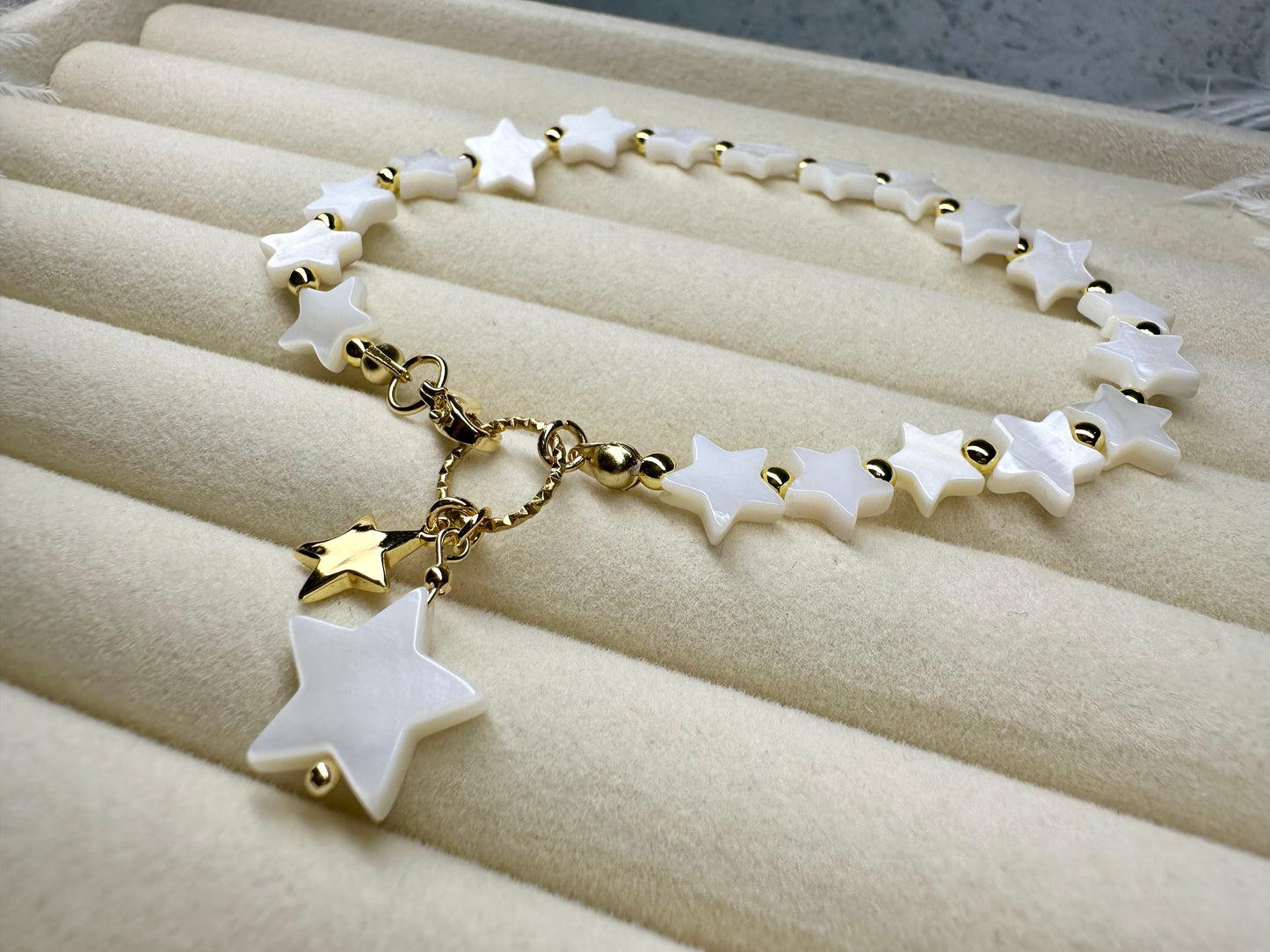 Freshwater Shell Star Bracelet, Boho Charm Jewellery