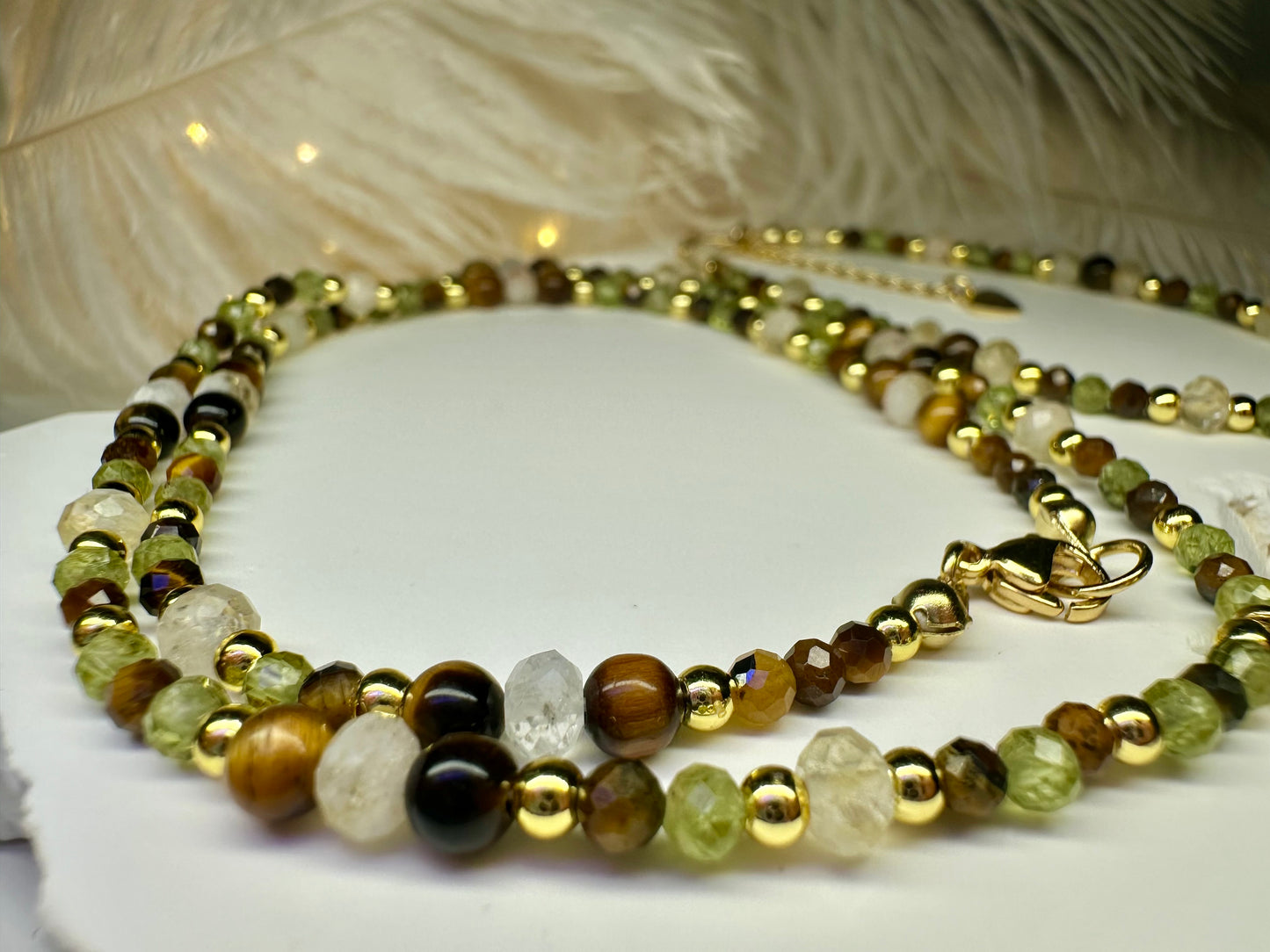Leo Zodiac Jewelry Set – Handmade Peridot, Tiger Eye & Citrine Necklace and Bracelet Astrology Gift