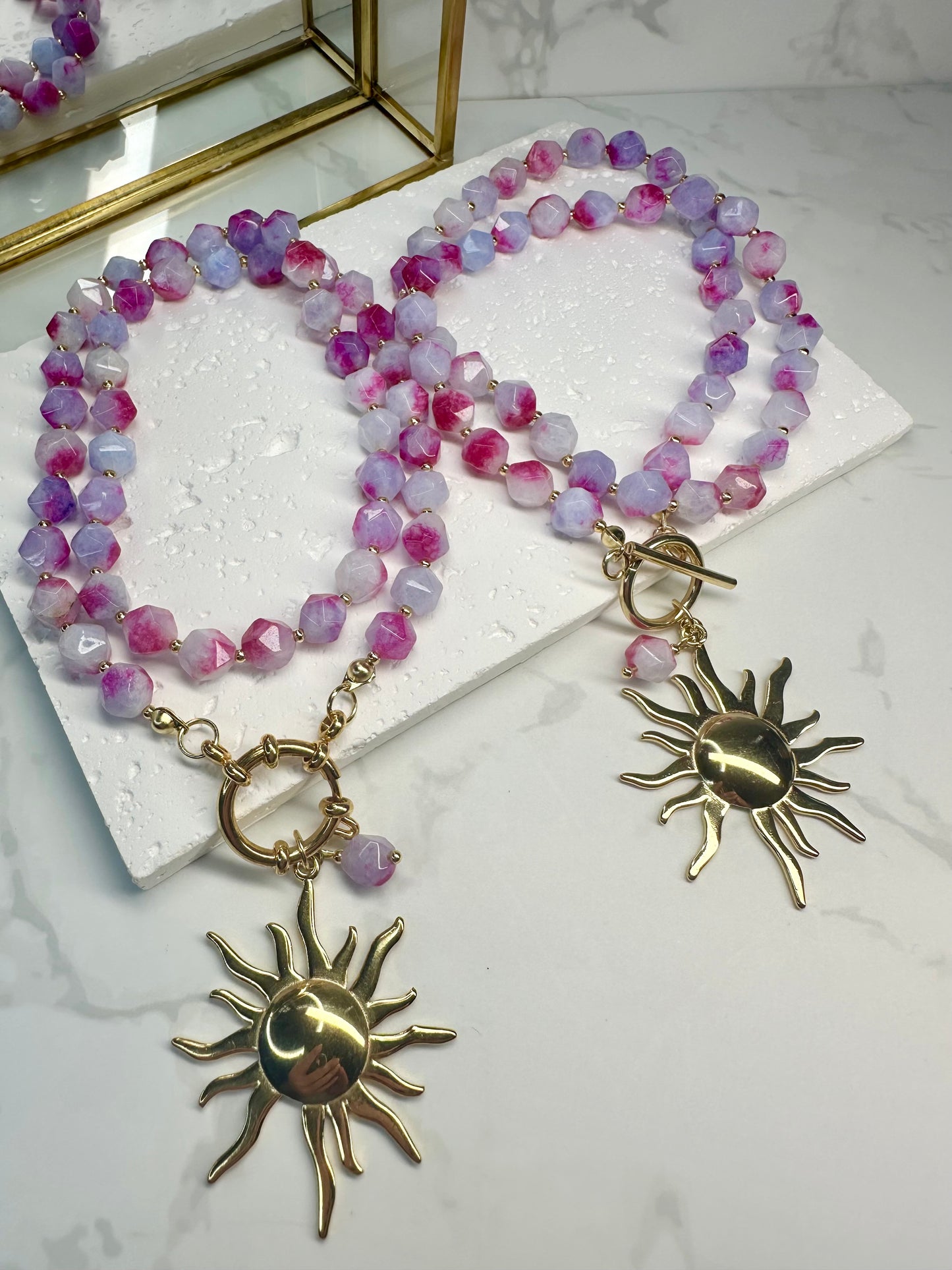 Two Tone Purple Pink Jade Necklace •Jewelry for Love, Joy & Emotional Healing
