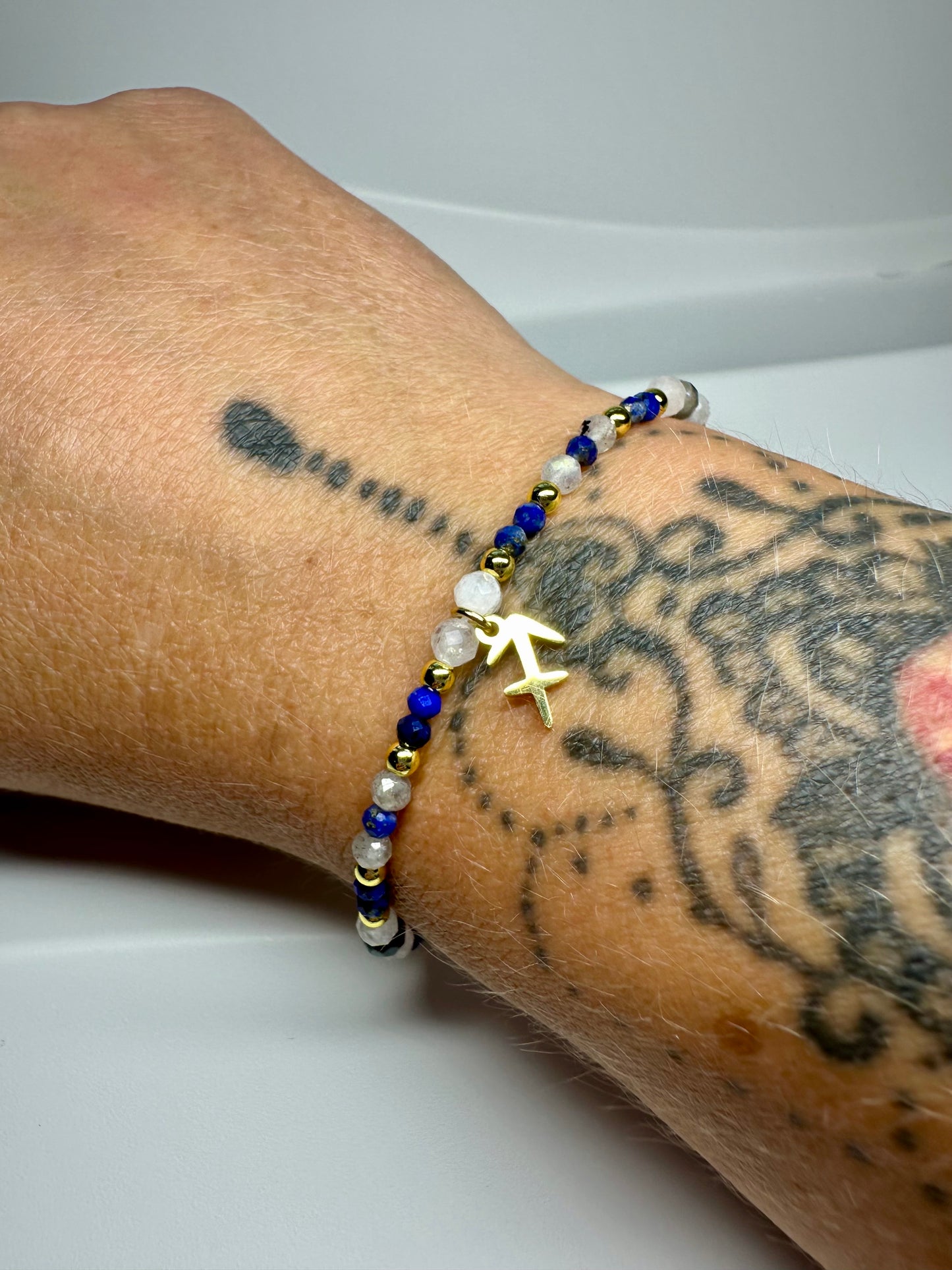 Sagittarius Zodiac Bracelet – Lapis Lazuli, Labradorite & Moonstone | Handmade Crystal Astrology Jewellery | Birthstone Gift for Her