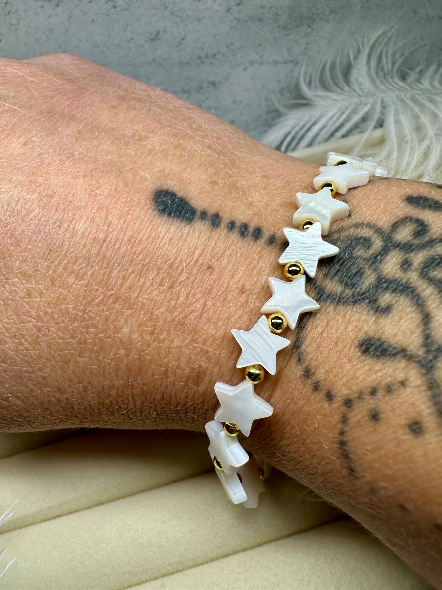 Freshwater Shell Star Bracelet, Boho Charm Jewellery