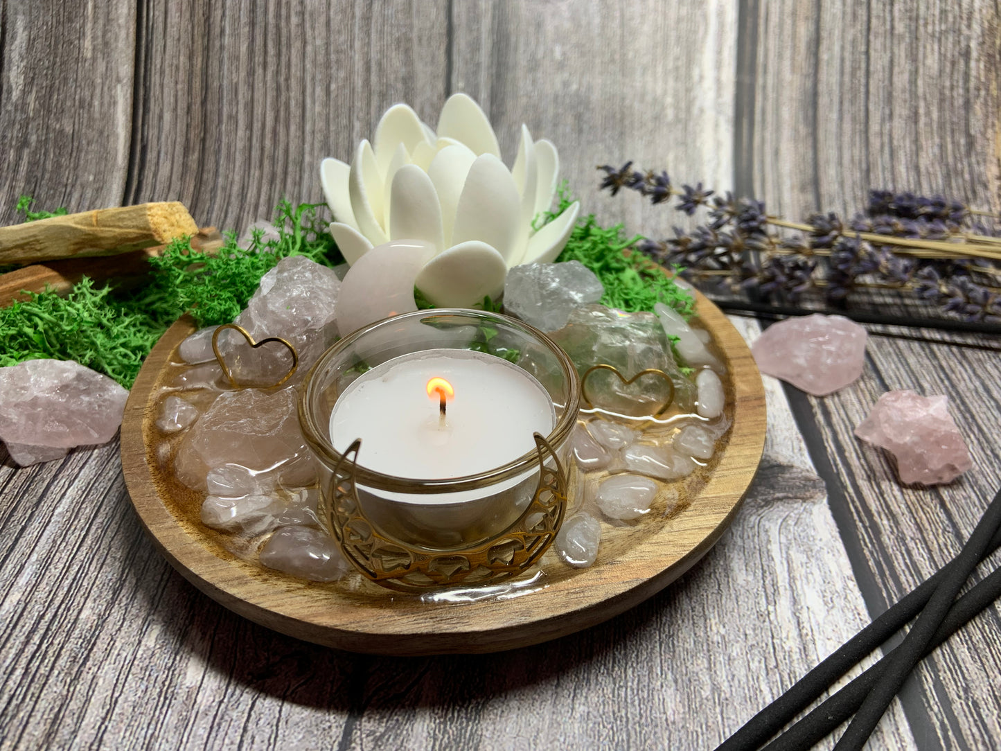 Self-Love & Inner Healing Ritual Altar – Rose Quartz & Clear Quartz