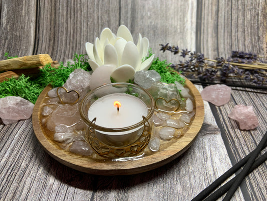 Self-Love & Inner Healing Ritual Altar – Rose Quartz & Clear Quartz