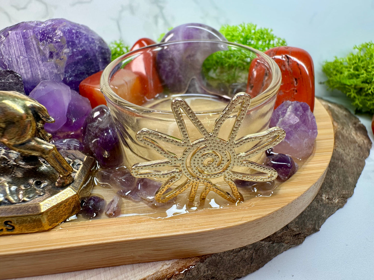 Aries zodiac altar tray Birthstone Carnelian, Red Jasper and Amethyst