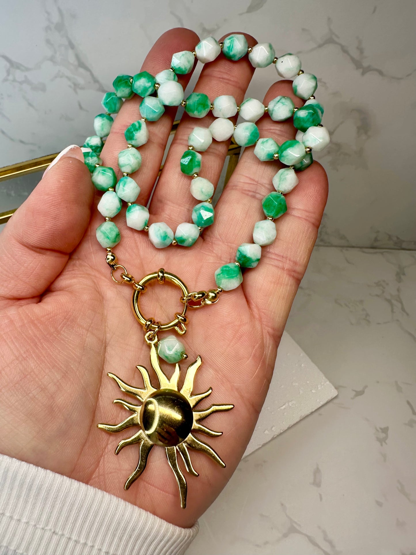 Green & White Jade Necklace•Jewellery for Love, Luck and  Balance