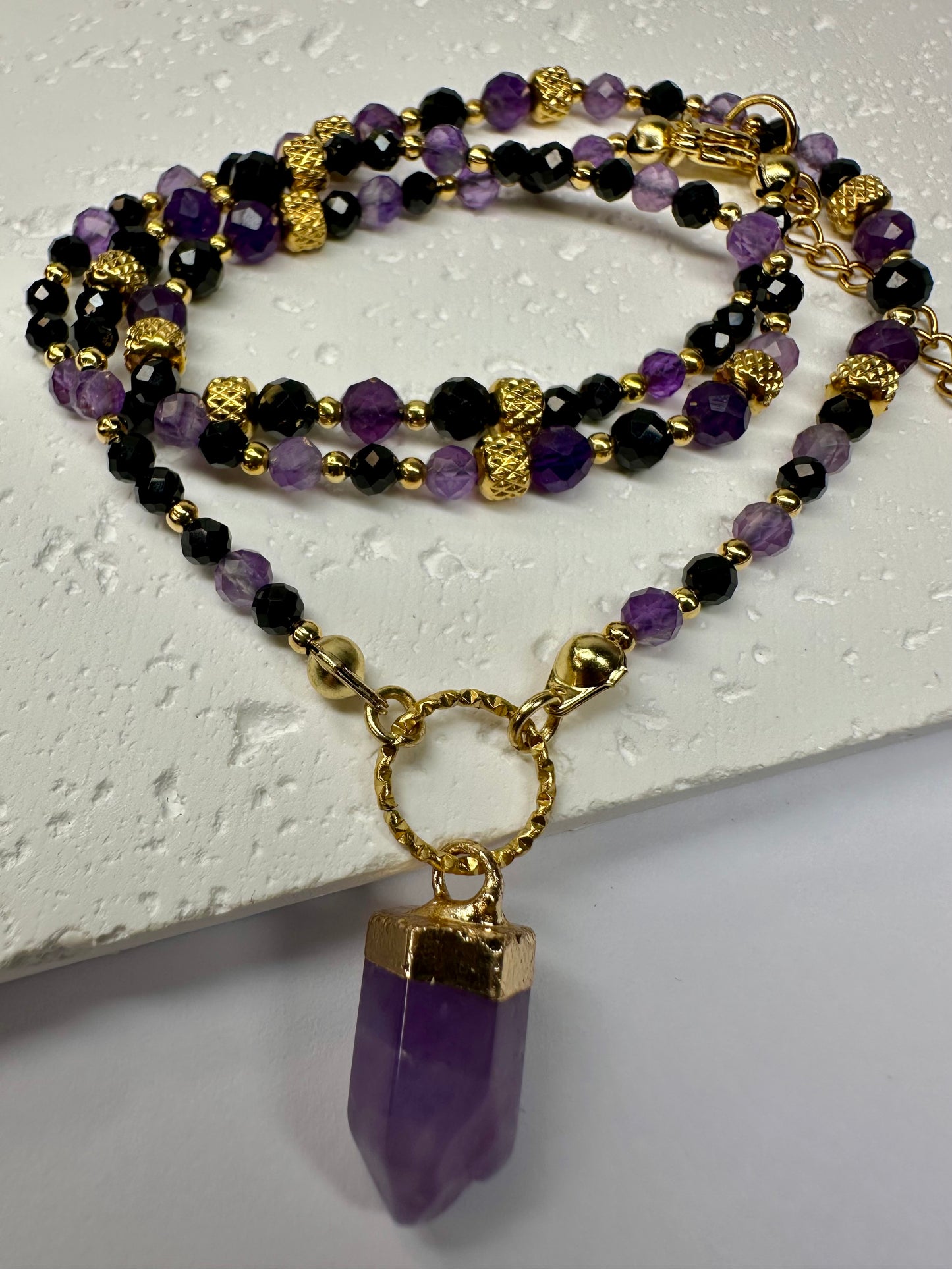 Amethyst & Black Tourmaline Protection Necklace