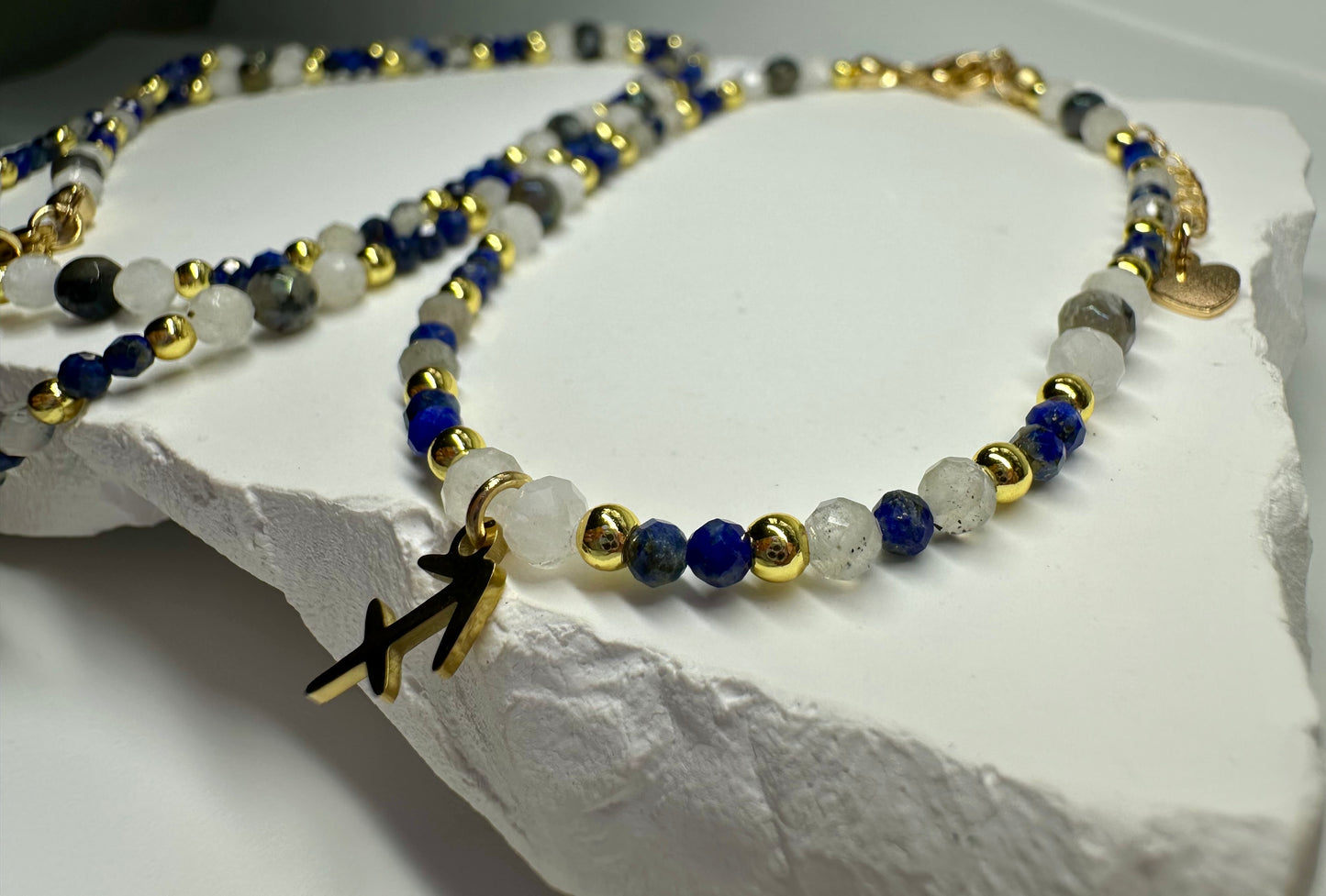 Sagittarius Zodiac Crystal Set Lapis Lazuli ,Labradorite,Moonstone Necklace & Bracelet | Handmade Astrology Gift, Intuition and Expansion