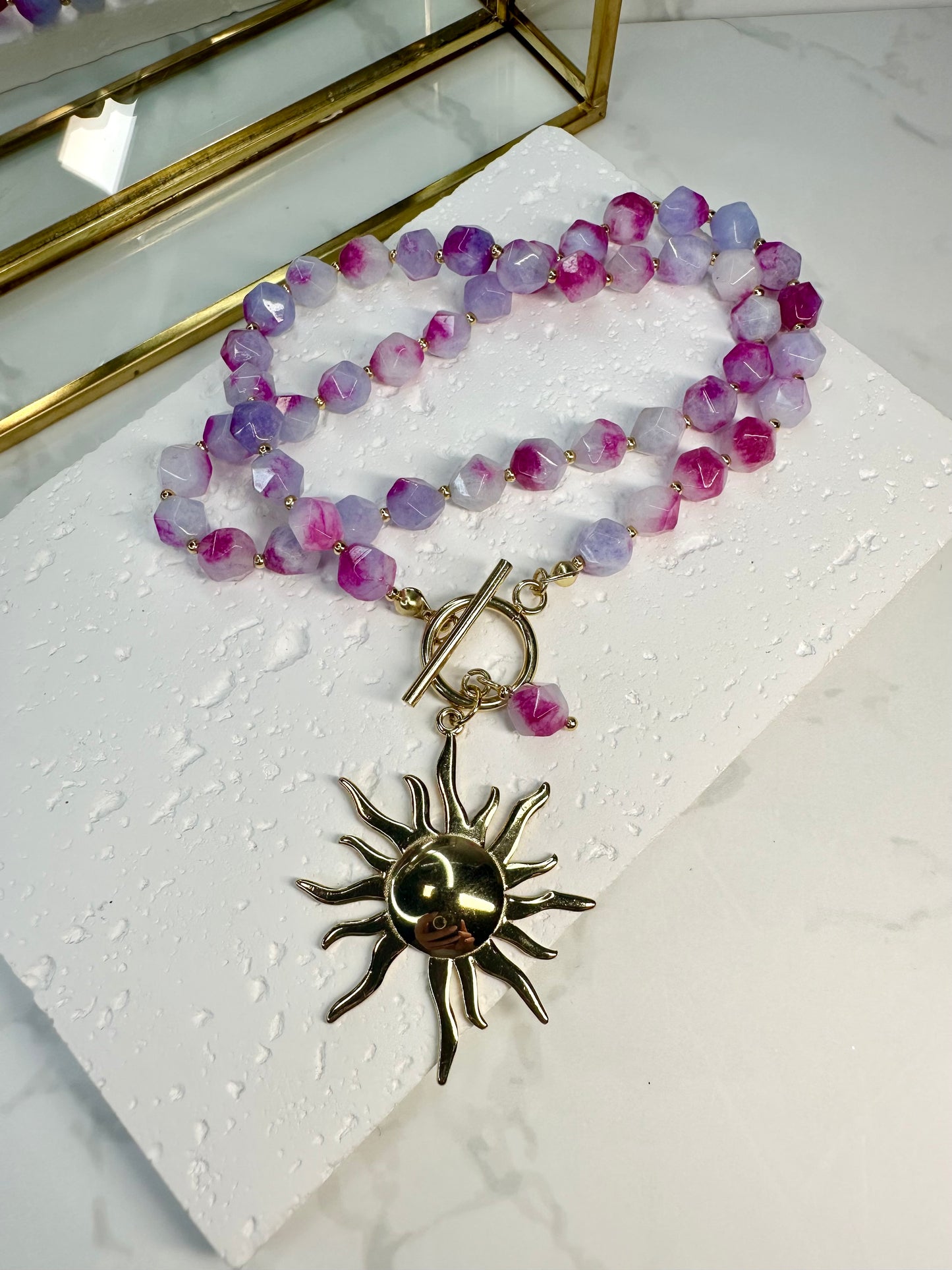 Two Tone Purple Pink Jade Necklace •Jewelry for Love, Joy & Emotional Healing