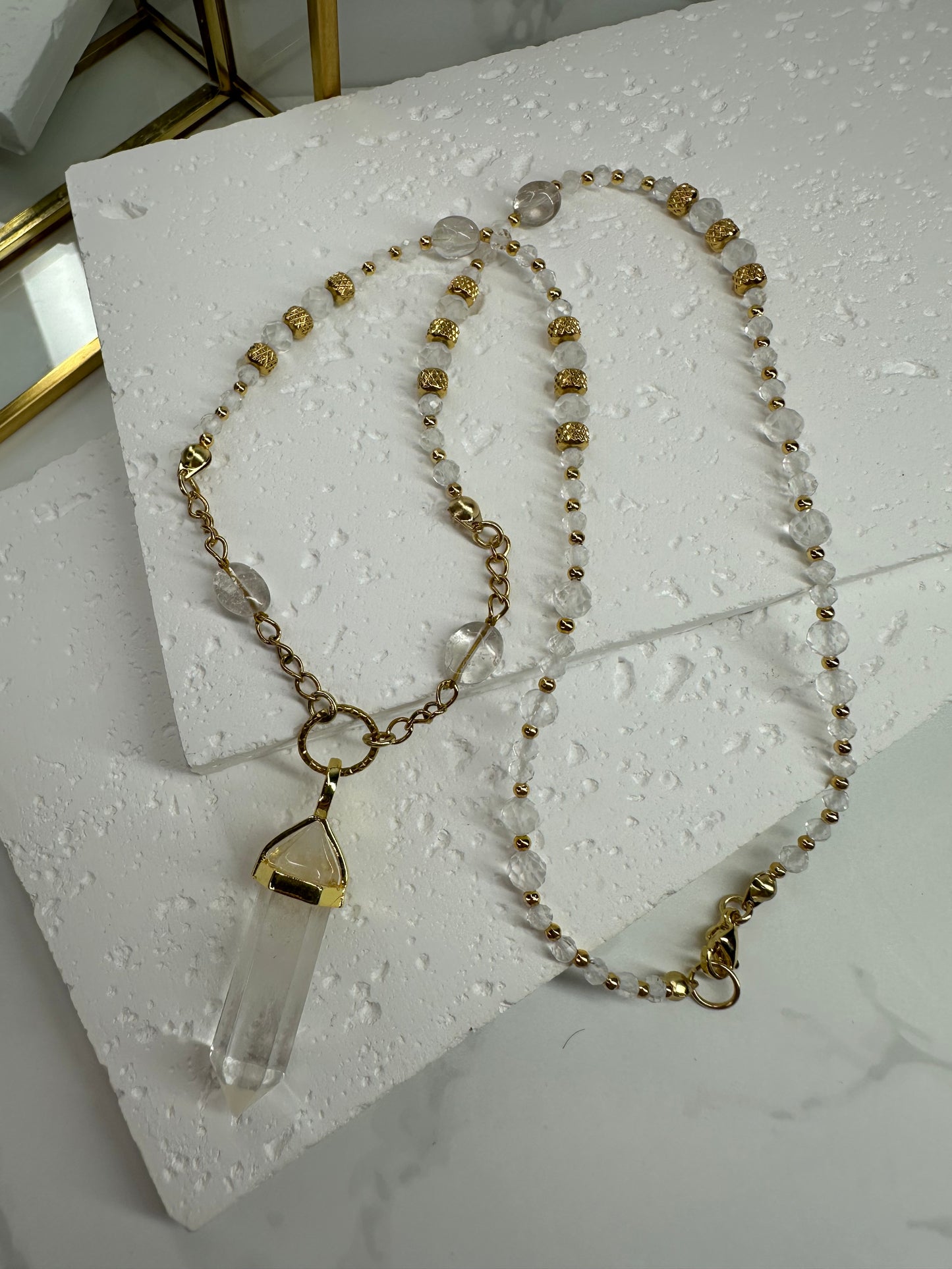 Clear Quartz Necklace with Point Pendant • Healing Crystal Jewellery