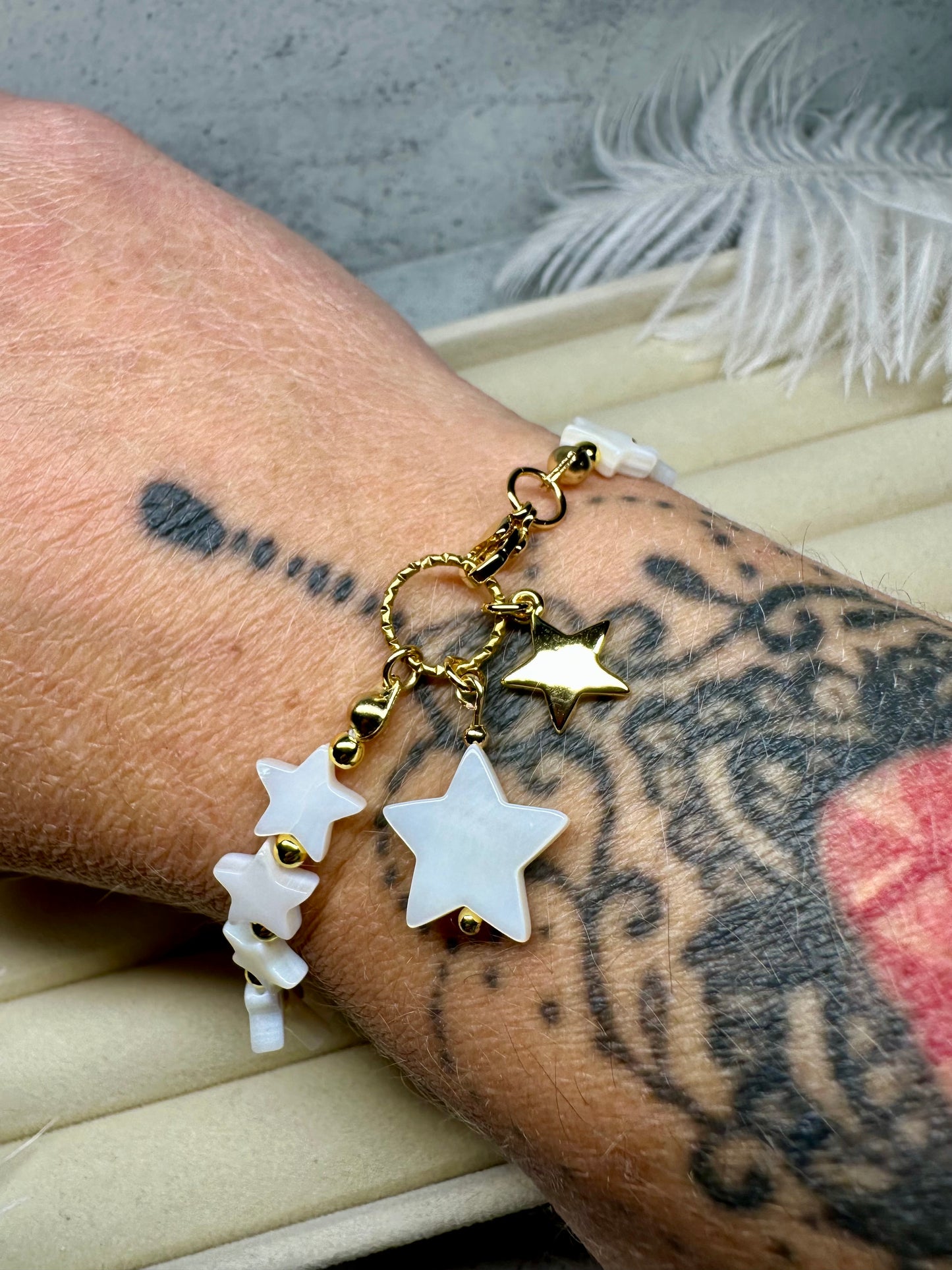 Freshwater Shell Star Bracelet, Boho Charm Jewellery