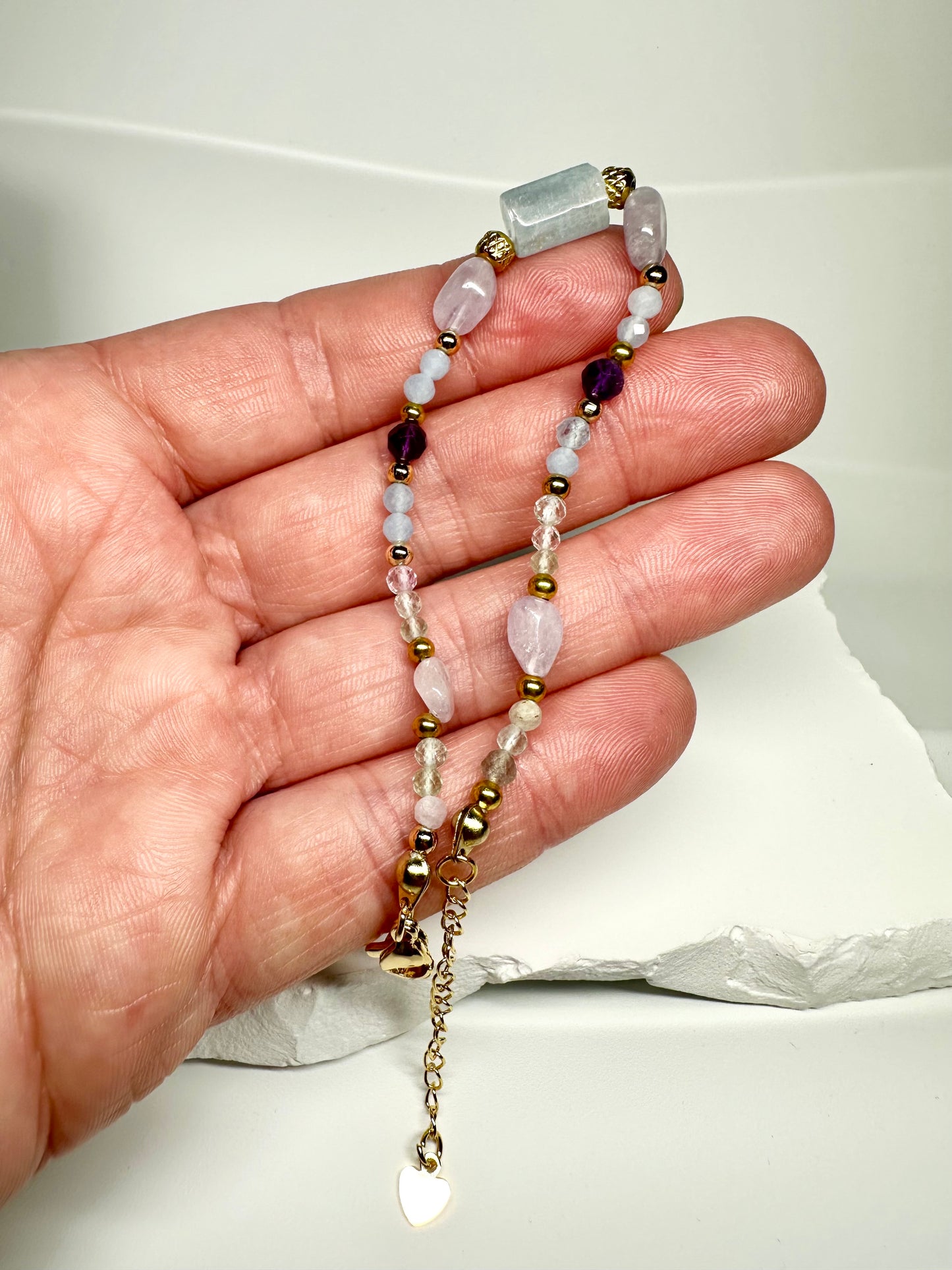 Pisces Zodiac Bracelet – Aquamarine, Amethyst & Fluorite